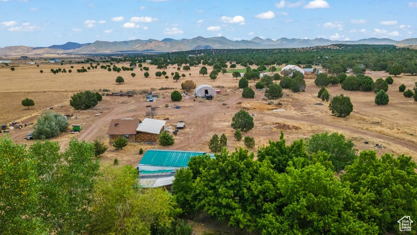 Aerial view featuring a mountain view and a rural view