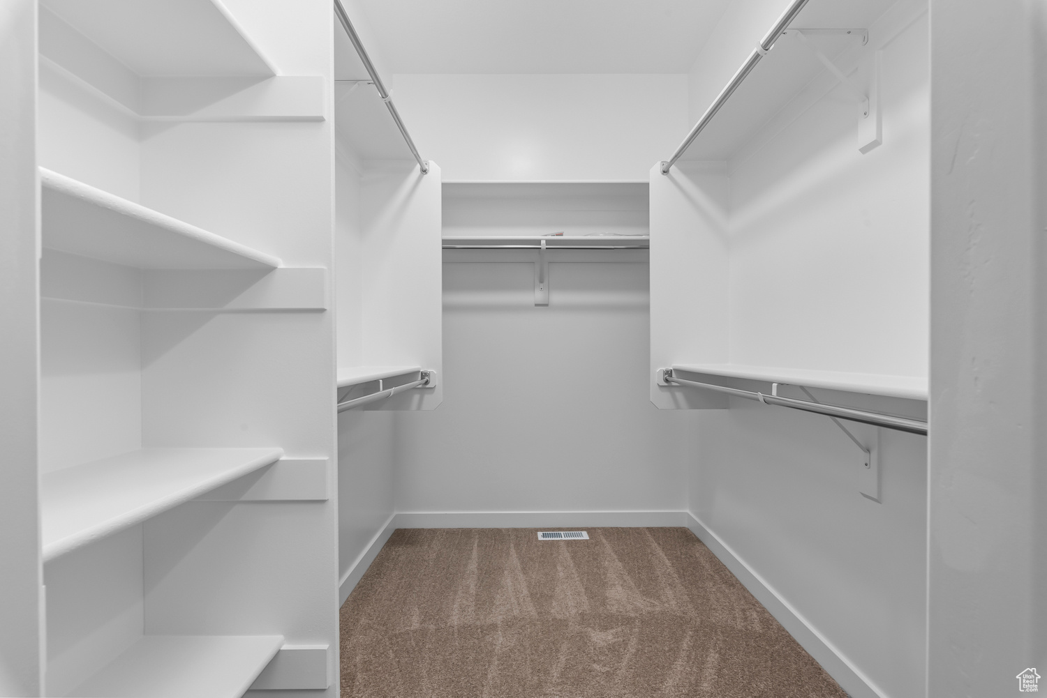 Spacious closet featuring carpet flooring