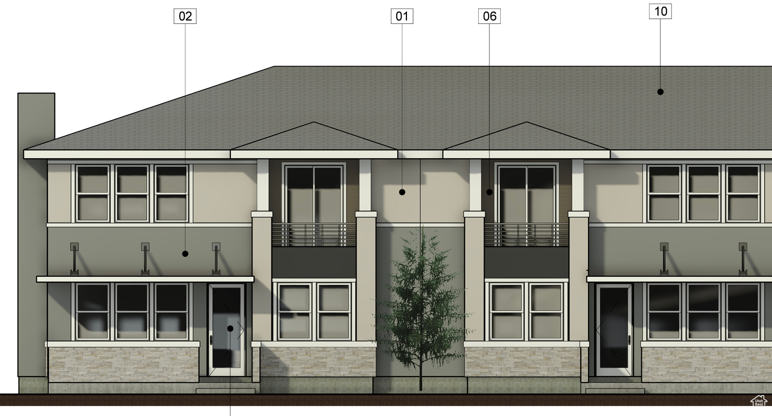 Front Elevation - Balconies from the second floor