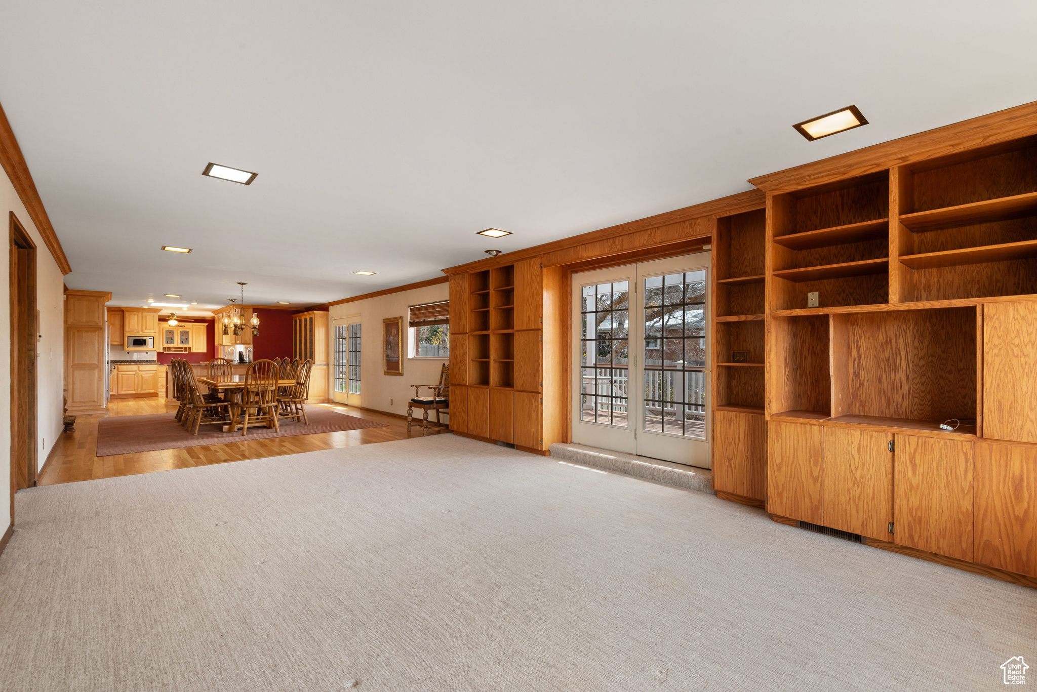 Family Room with Built in Bookcases/Entertainment center.