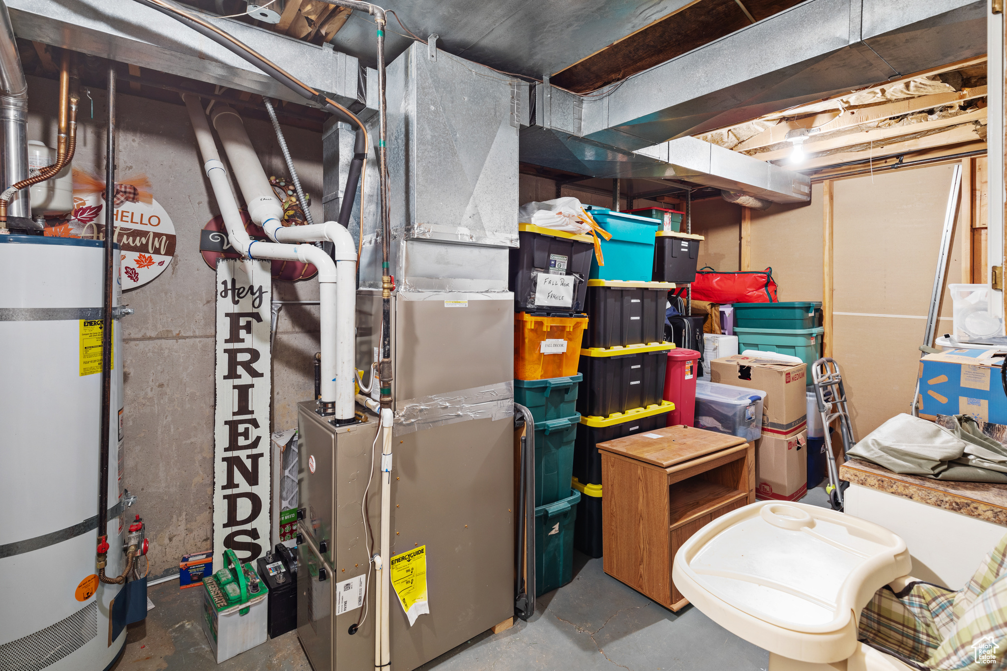 Interior space with secured water heater