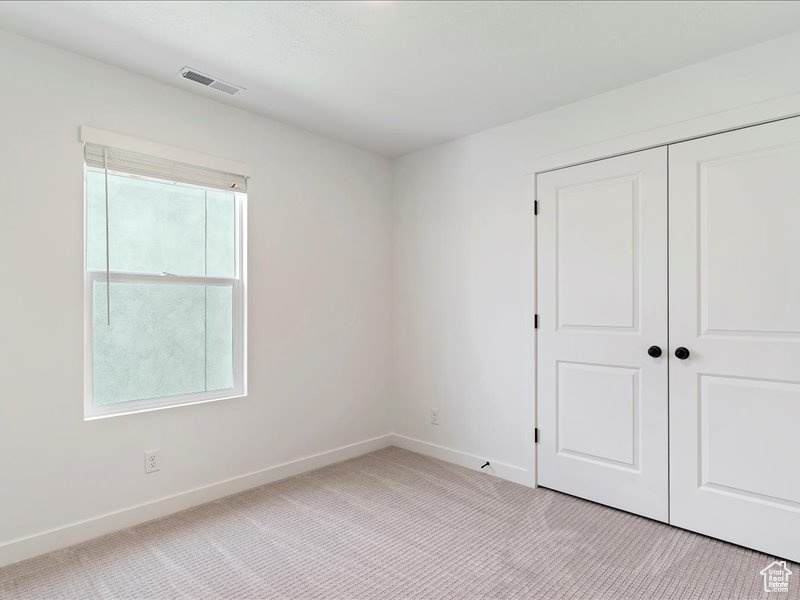 Unfurnished room with light colored carpet and a healthy amount of sunlight