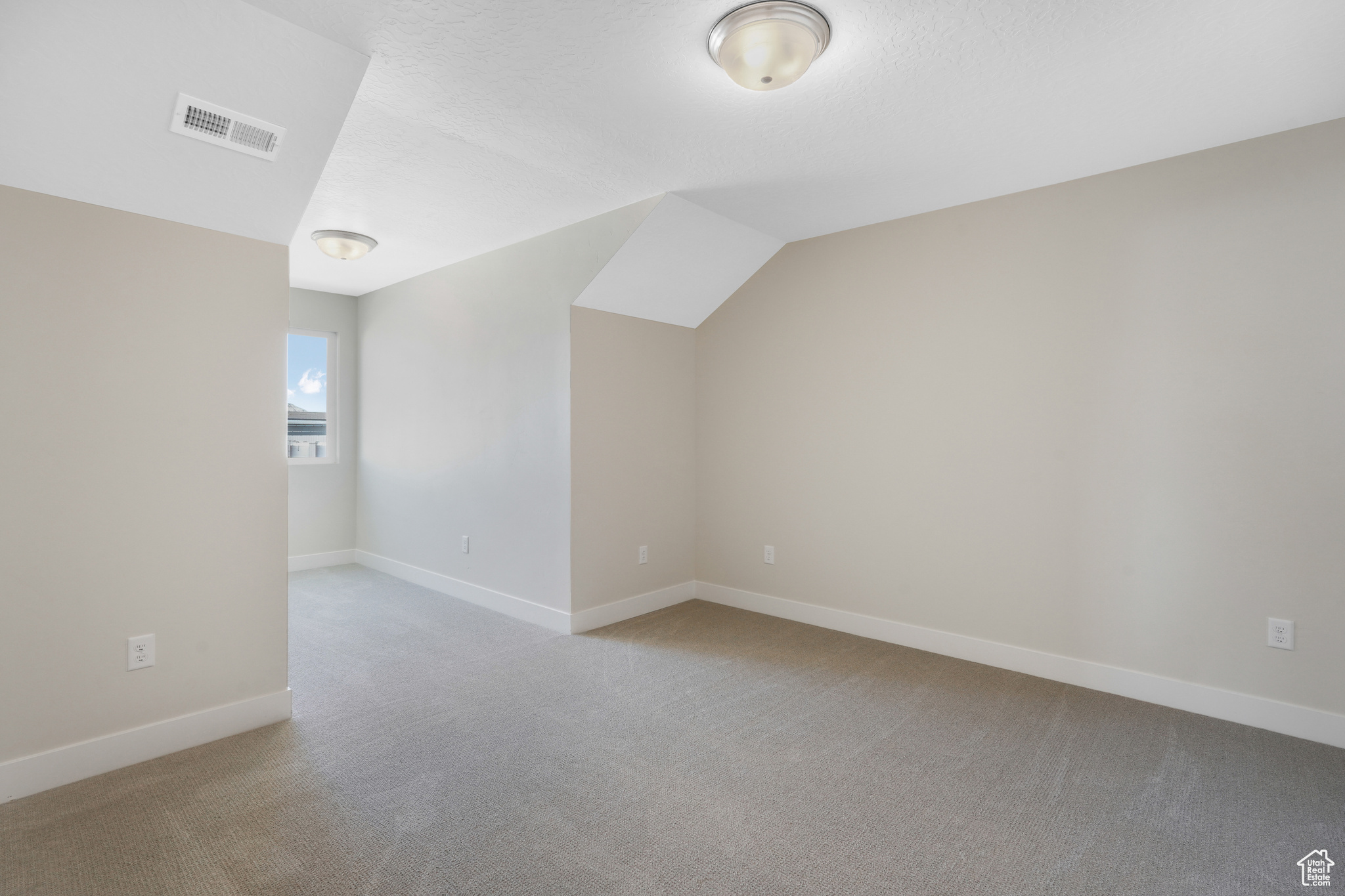 Additional living space with light carpet