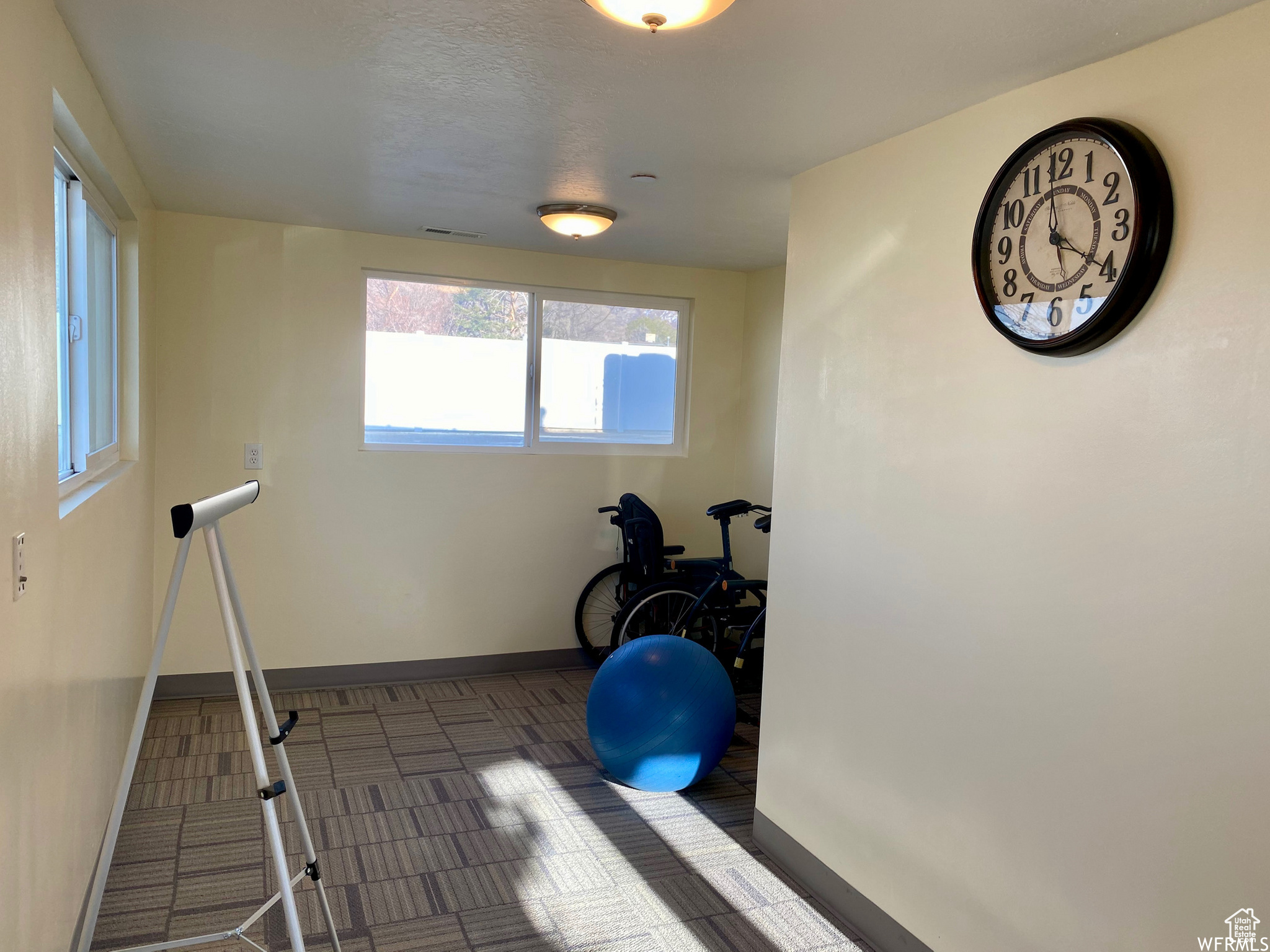 Workout area with tile flooring