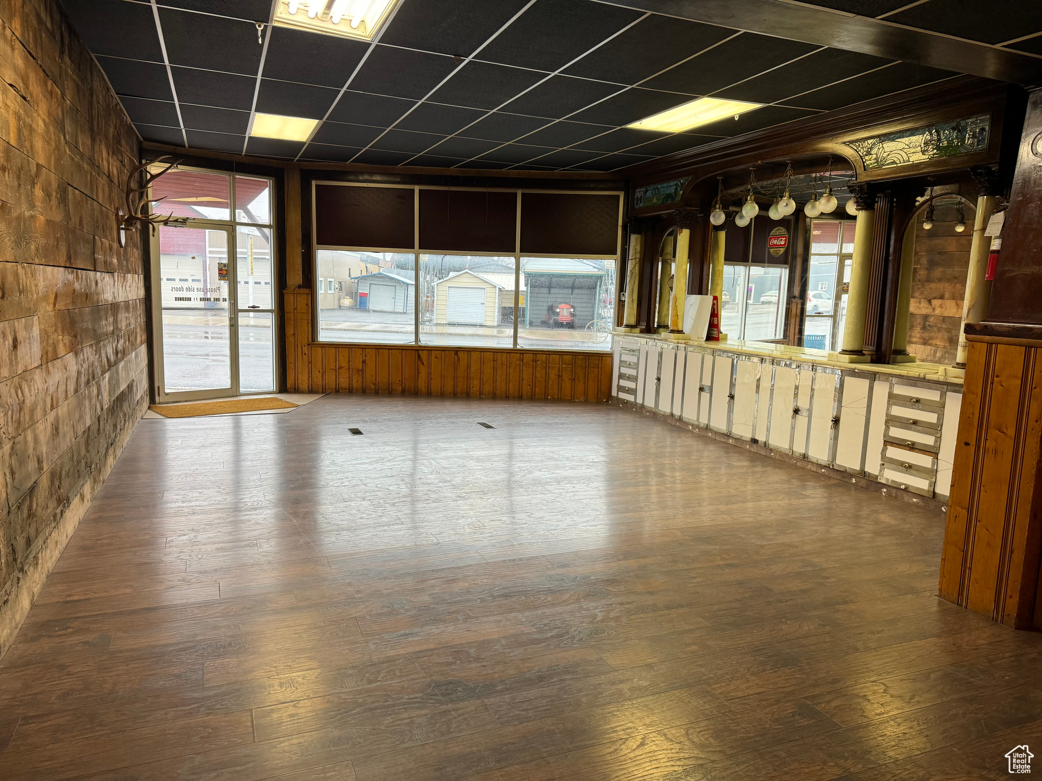 Dance floor featuring dark hardwood / wood-style floors