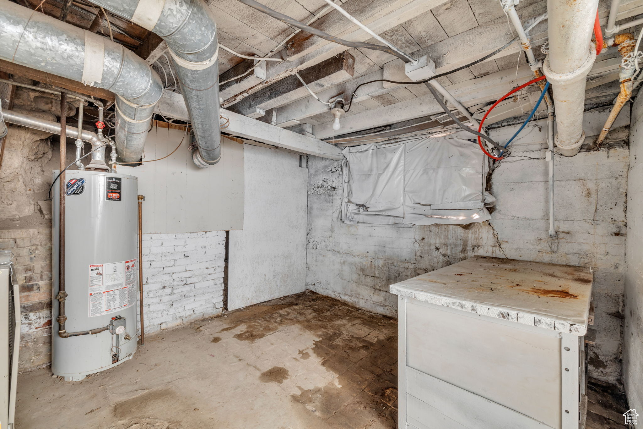 Basement with water heater