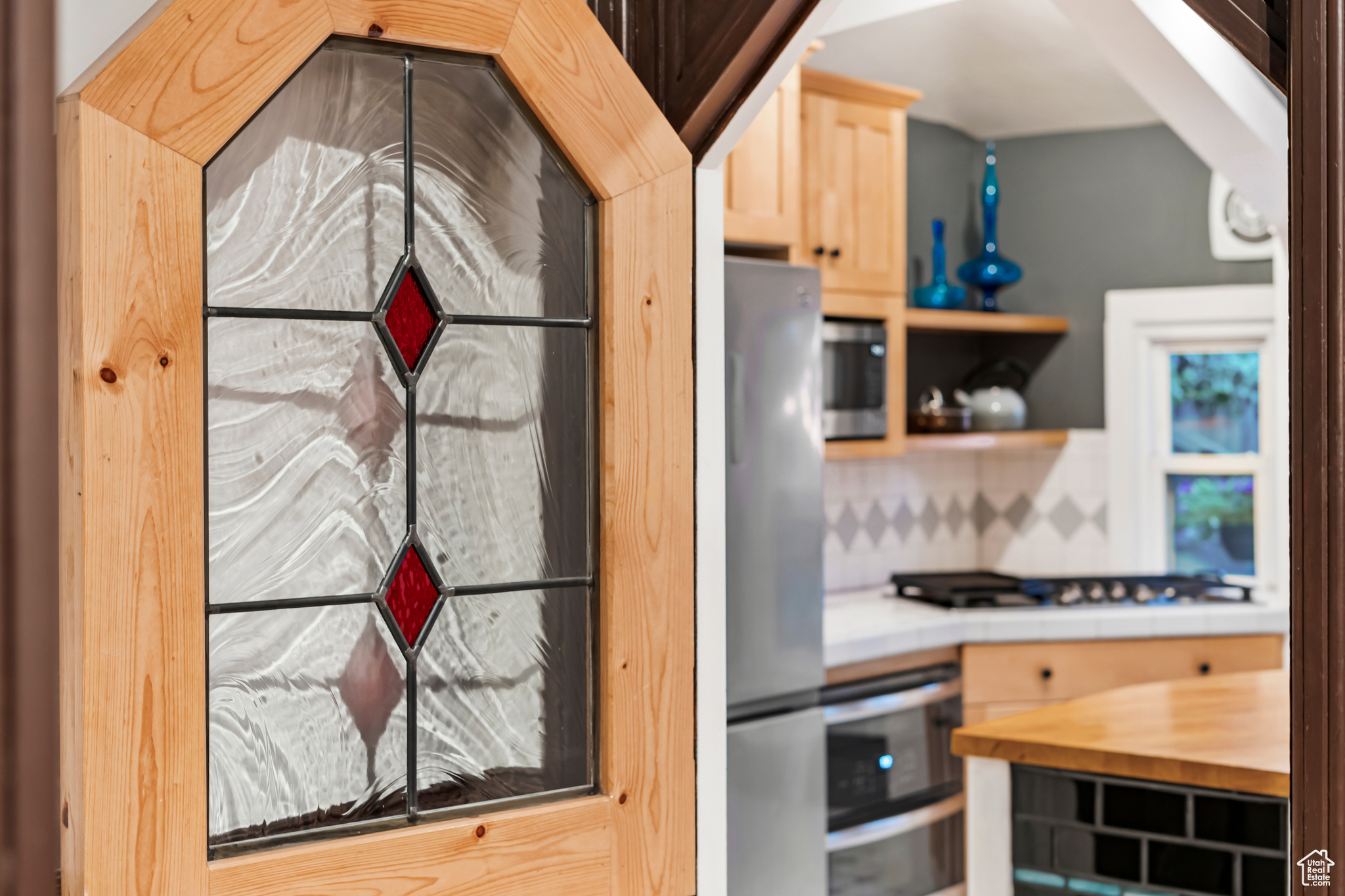 Kitchen Door, Custom w/ Stained Glass