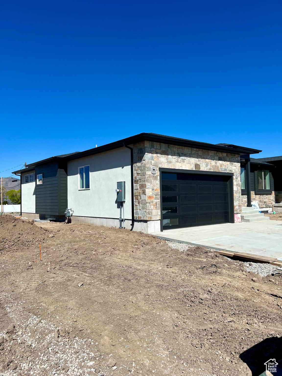 Exterior space featuring a garage