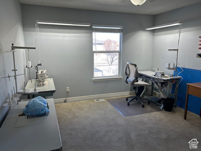 Office/bedroom/sewing room featuring carpet