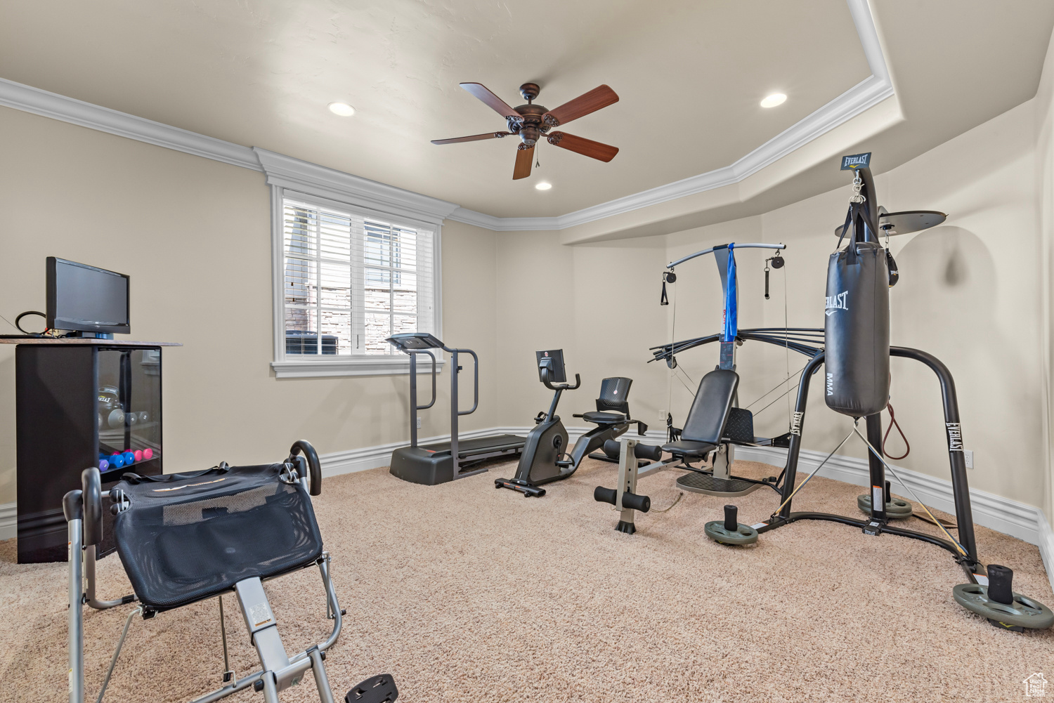Bedroom 5, currently being used as a workout room