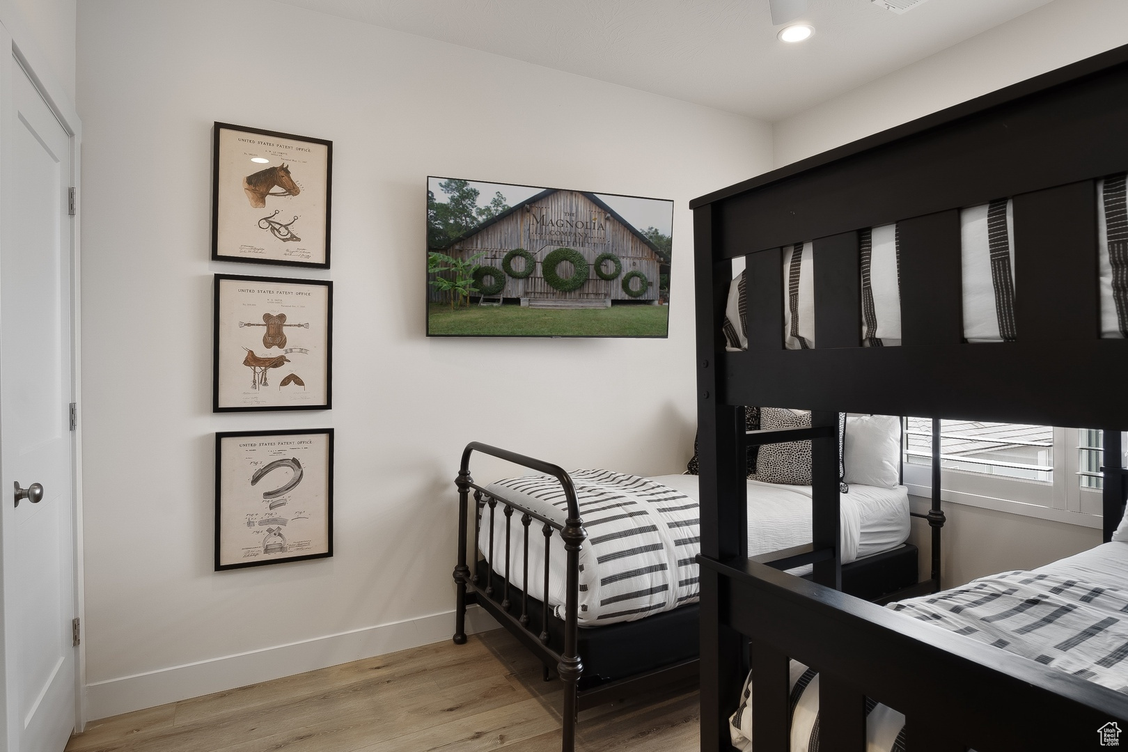 Bedroom with light wood-type flooring