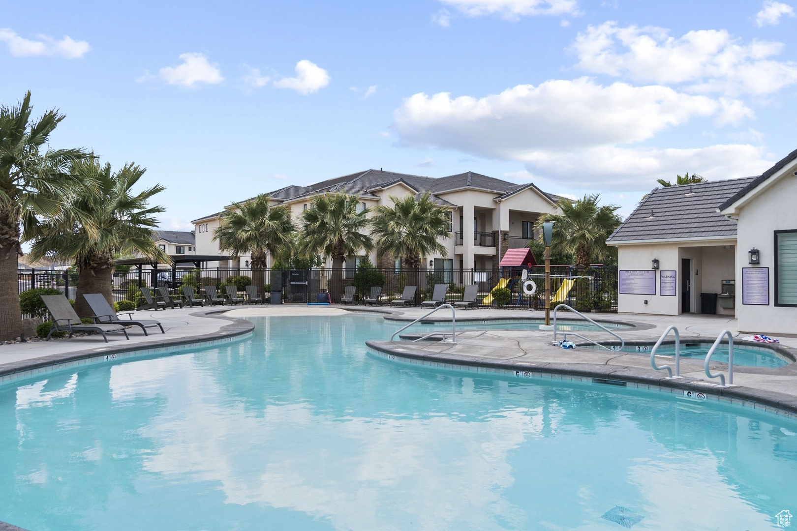 View of pool with a patio area