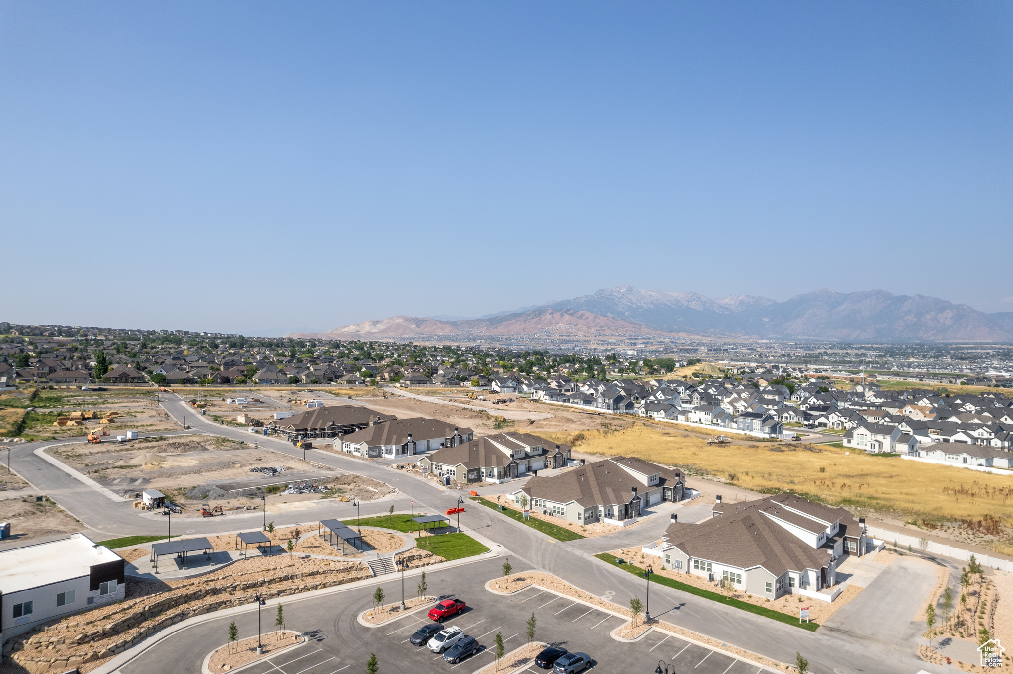 Aerial view featuring a mountain view