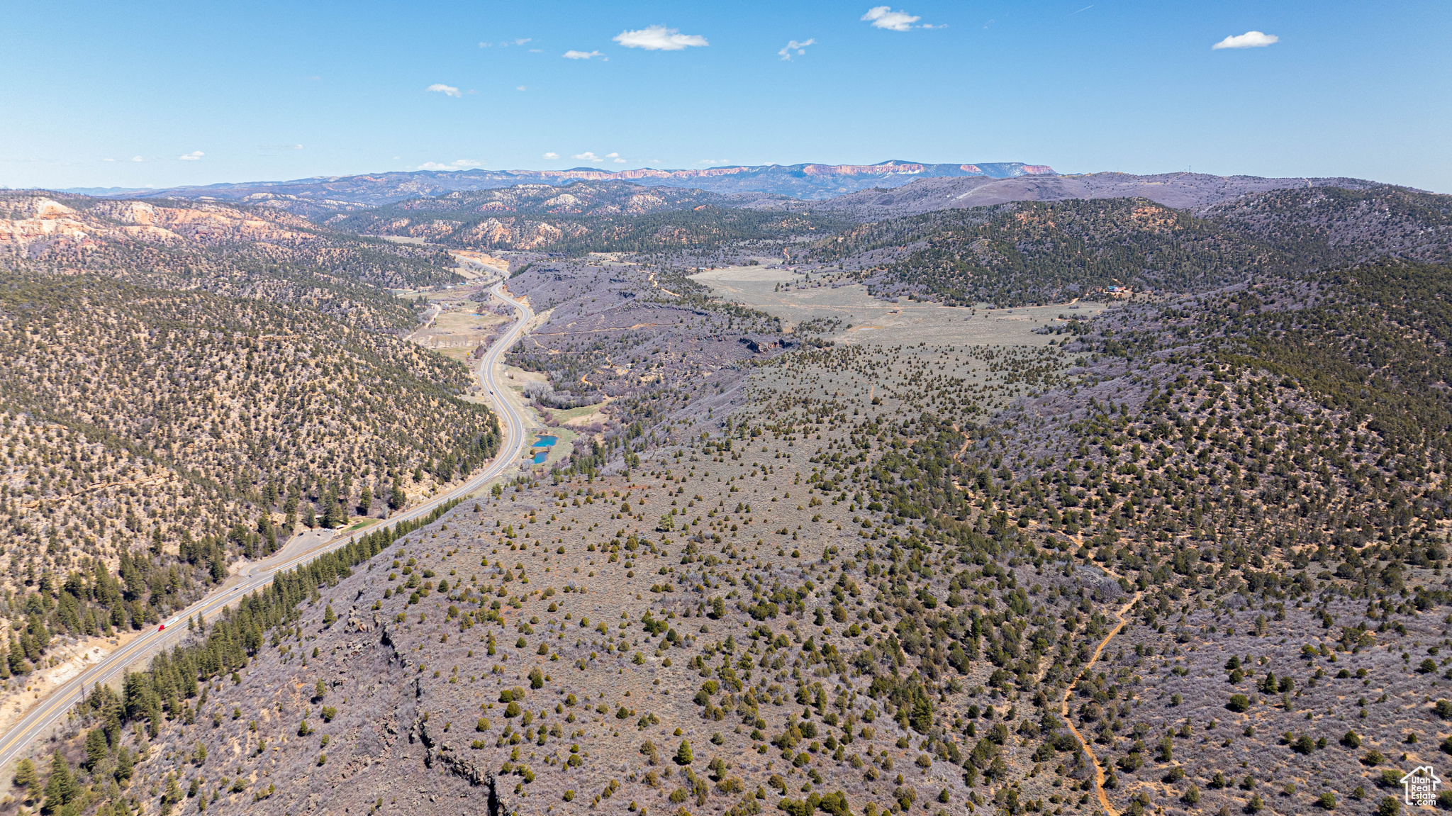 Drone / aerial view with a mountain view