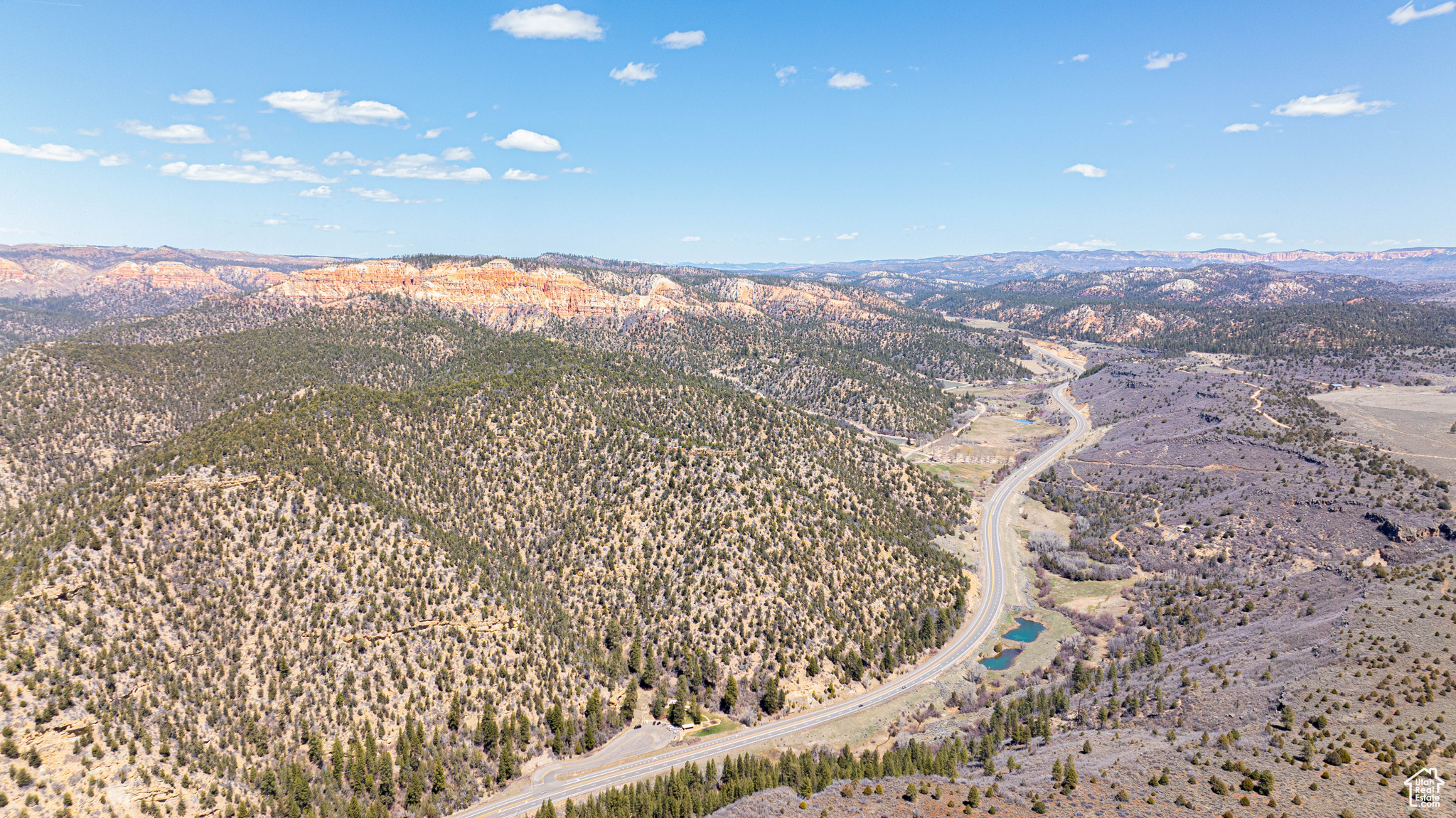 Drone / aerial view with a mountain view