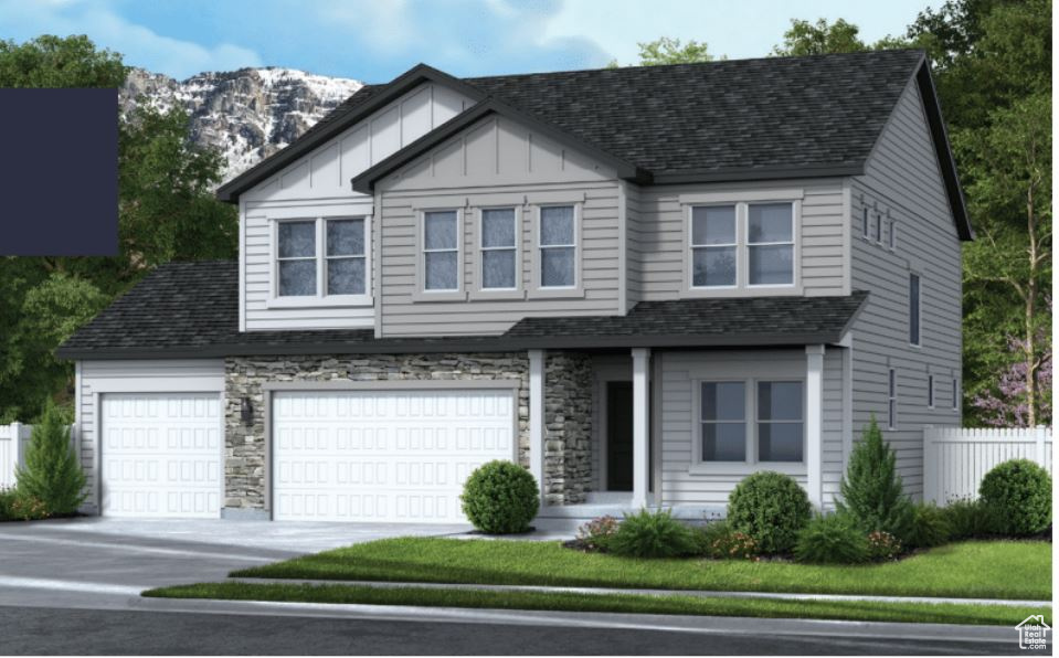Rendering of the Craftsmen Style 3 car garage is included !
