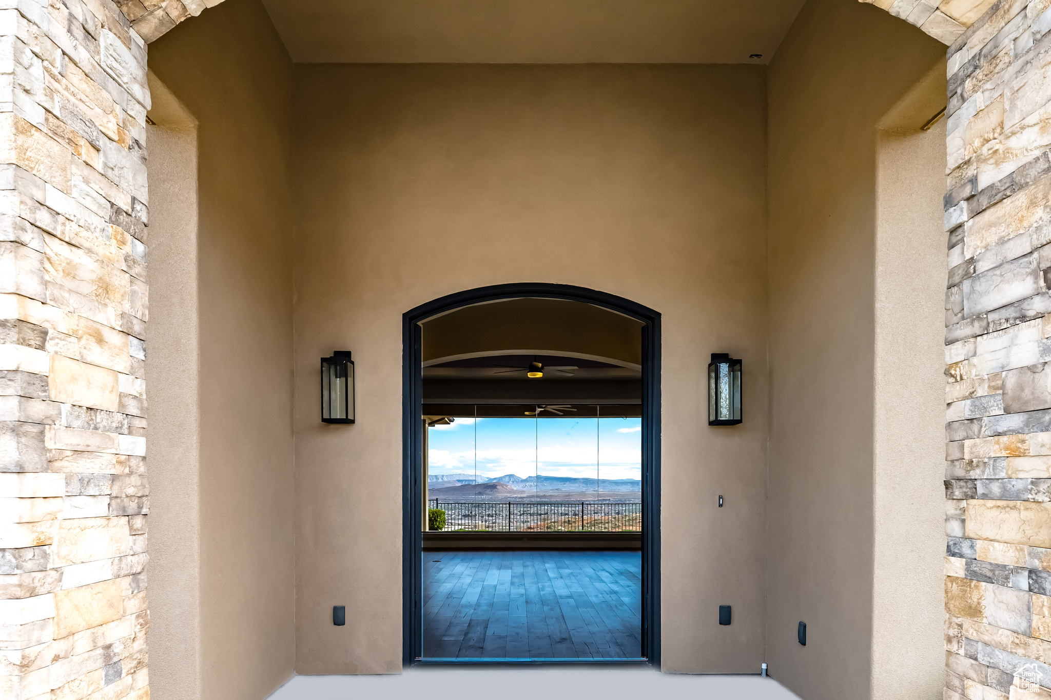 Doorway to property featuring a mountain view
