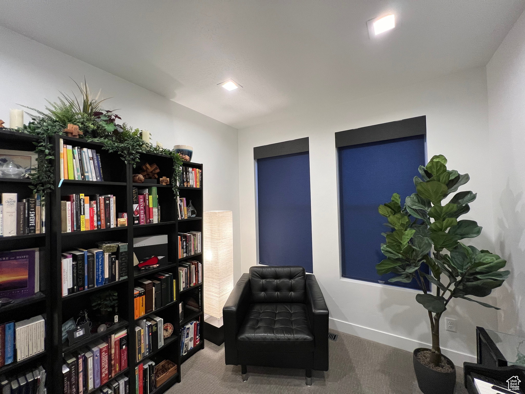 Guest bedroom currently used as an office/library