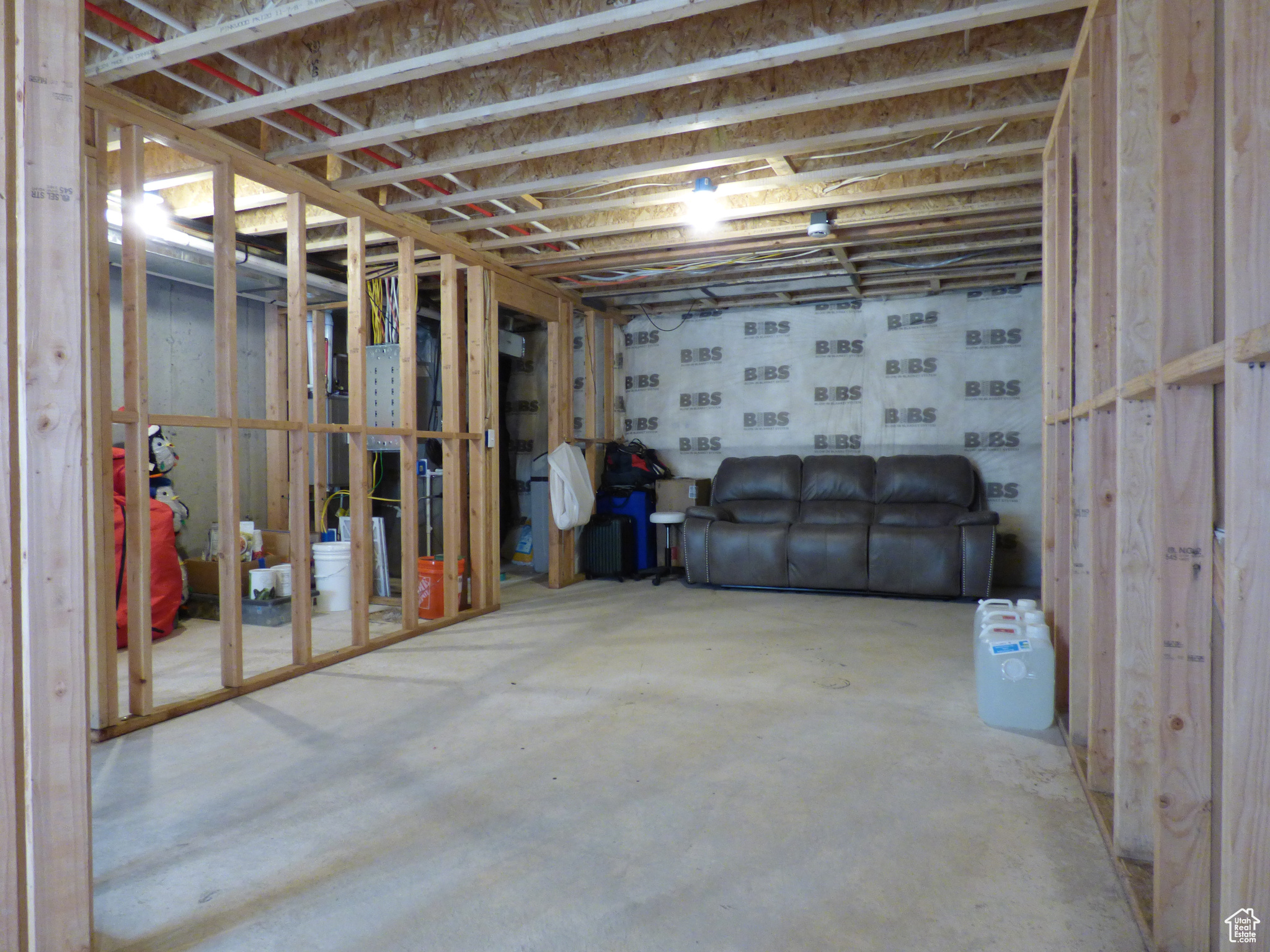 Basement unfinished family room/great room