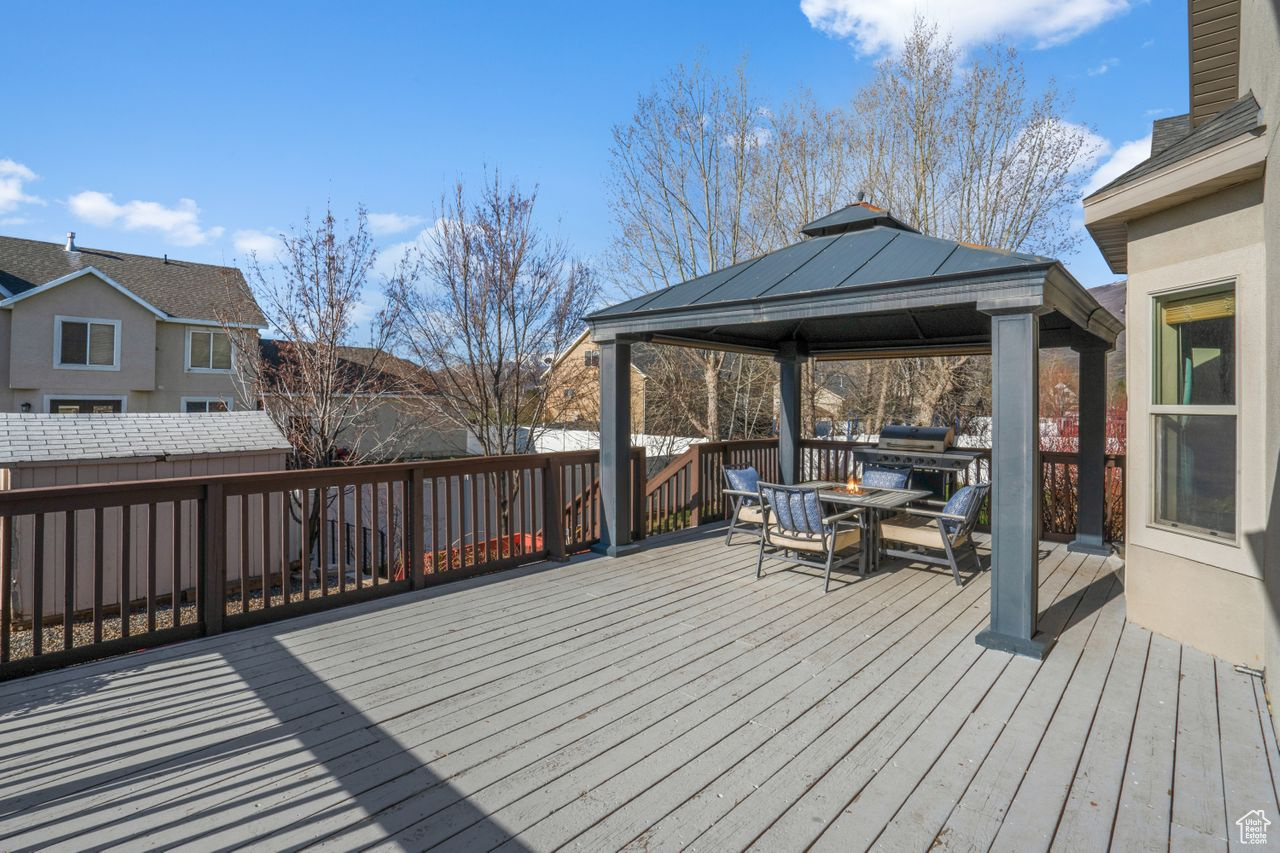 Wooden deck with a gazebo