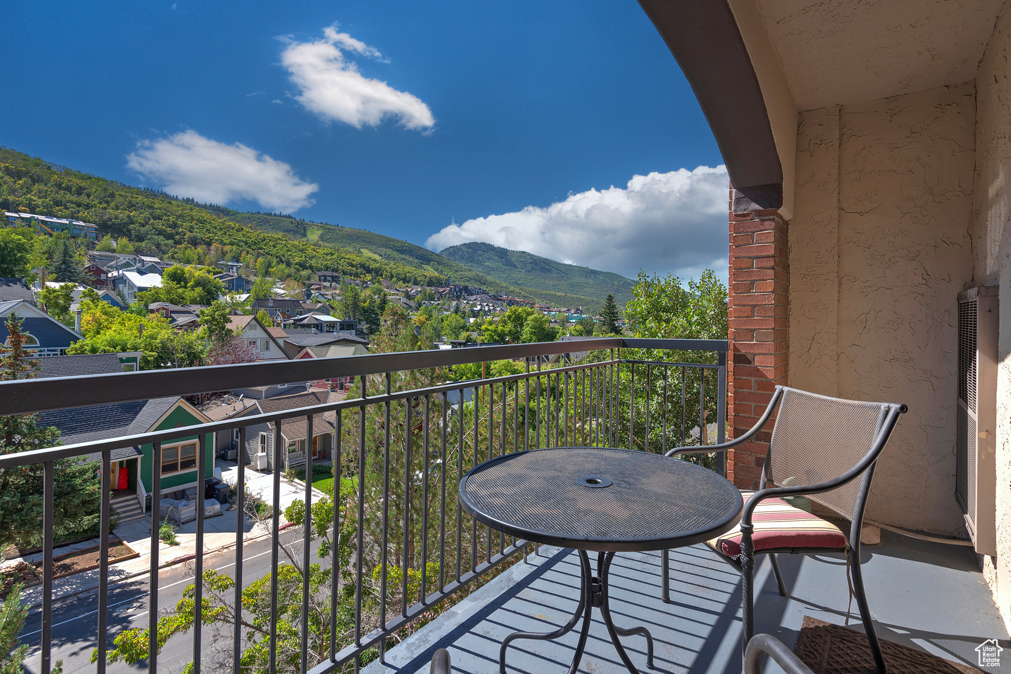 Balcony with a mountain view
