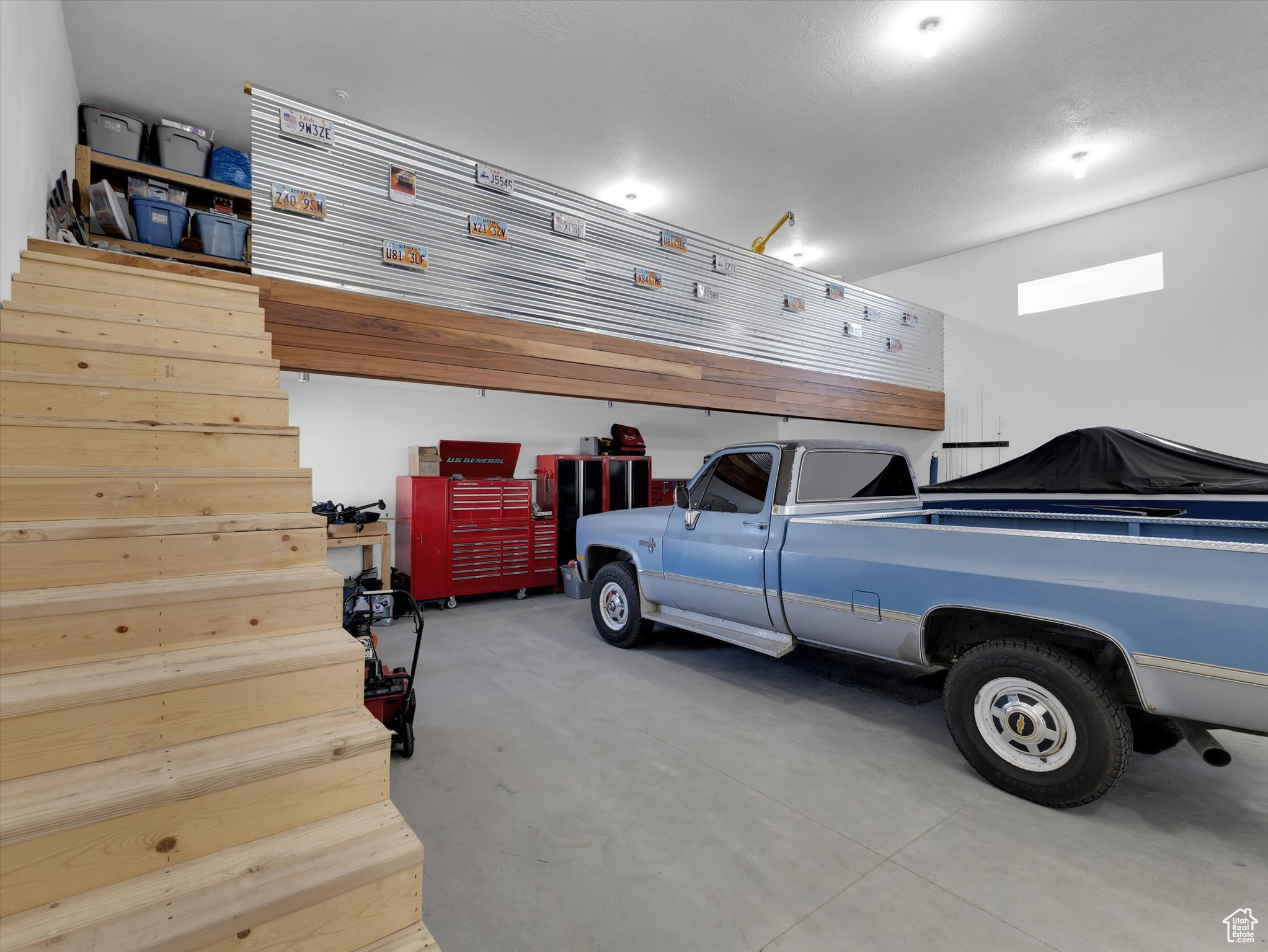 View of loft inside garage