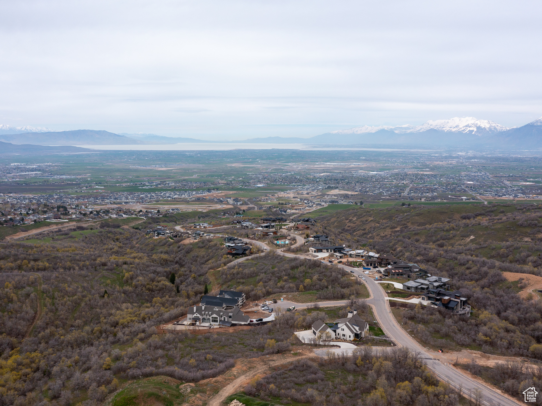 Drone / aerial view with a mountain view