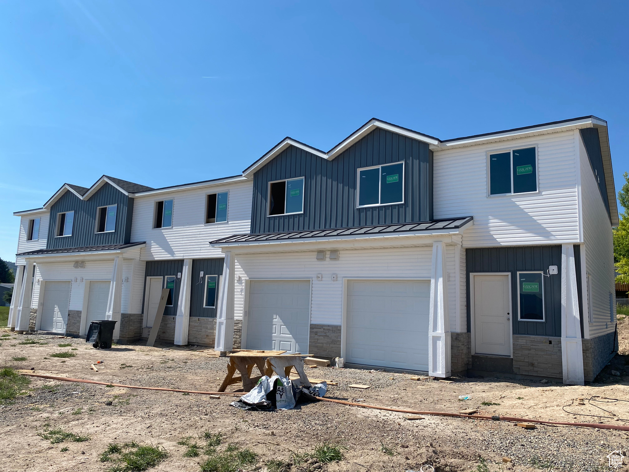 View of front of property with a garage