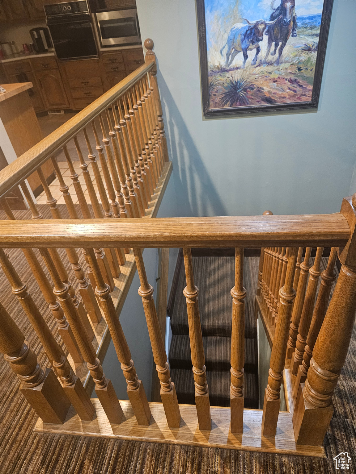 Stairway with carpet floors