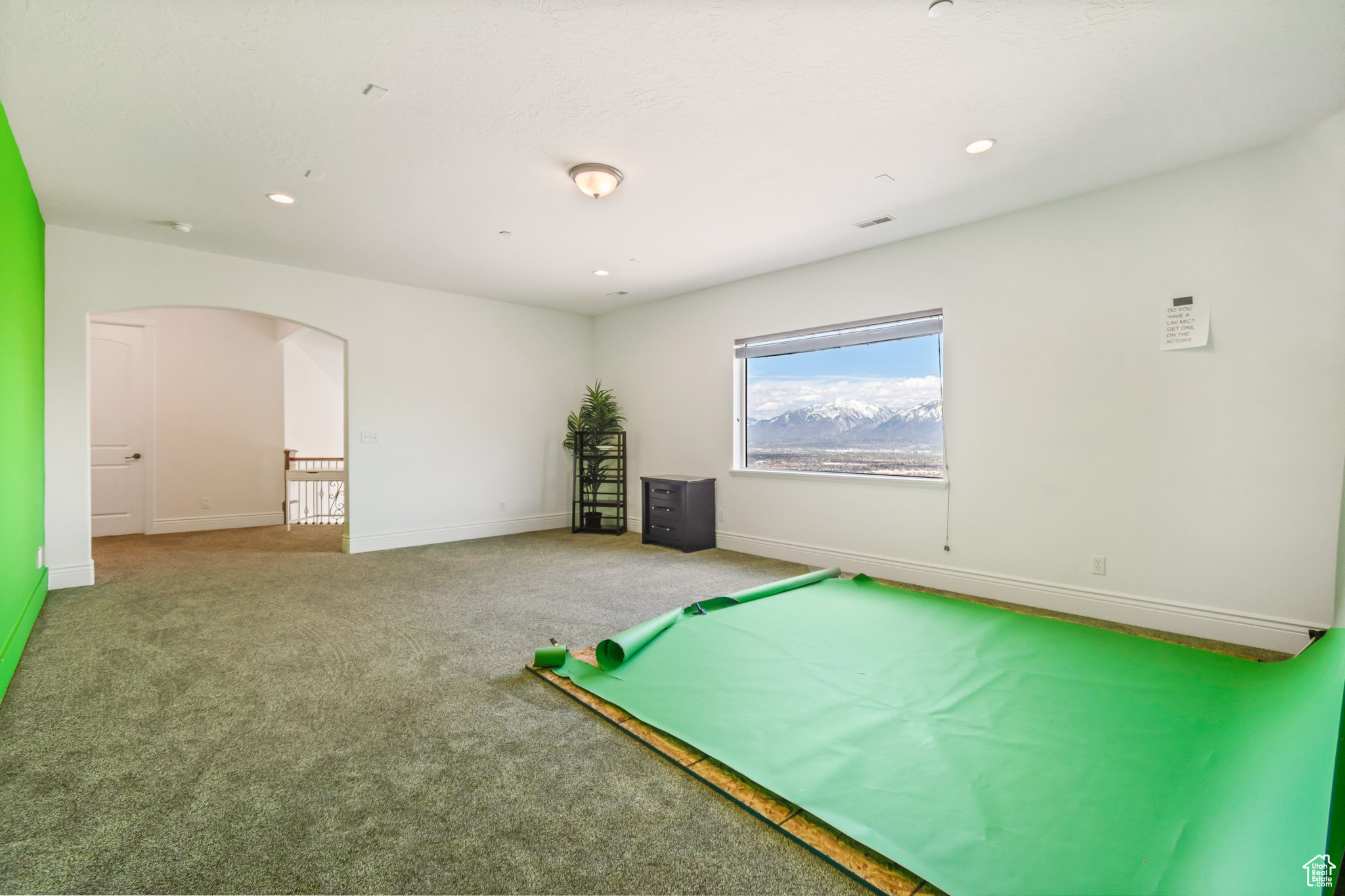 Game room with pool table and carpet