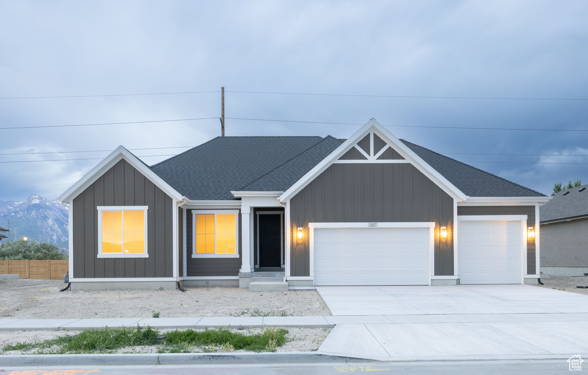 View of front of home with a garage