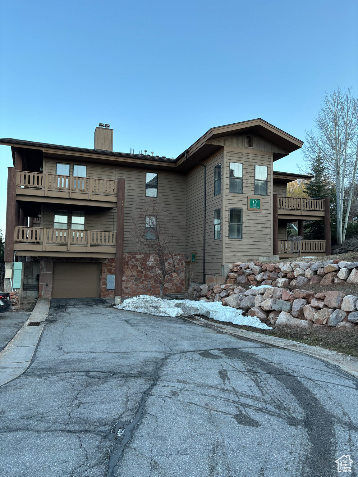 View of front of home with a garage