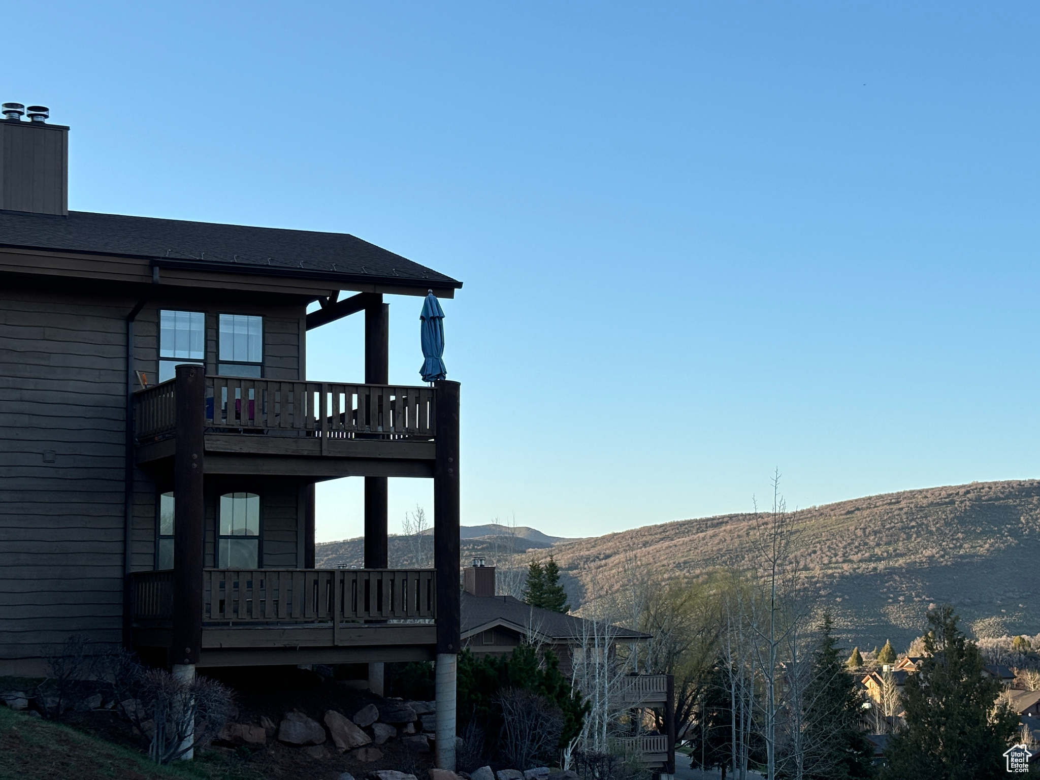 Exterior space with a mountain view