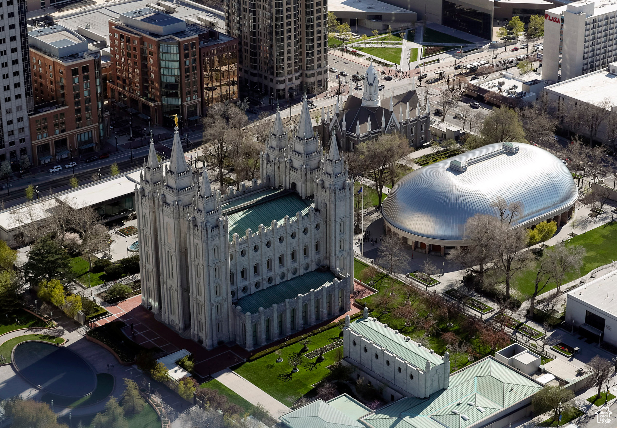 Aerial view of Temple Square within walking distance of City Crest Condominiums