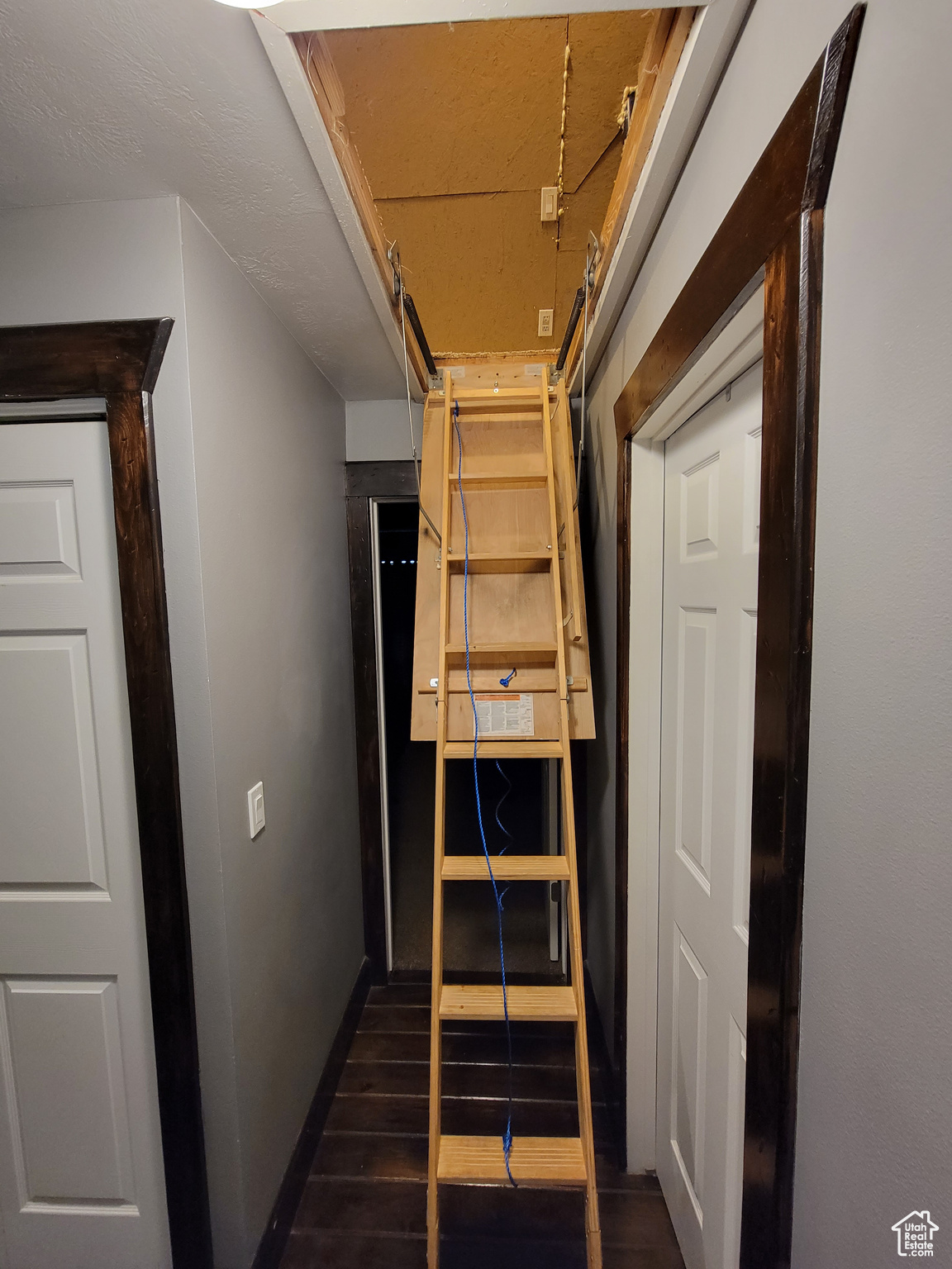 Pull-down stairs to access the attic storage