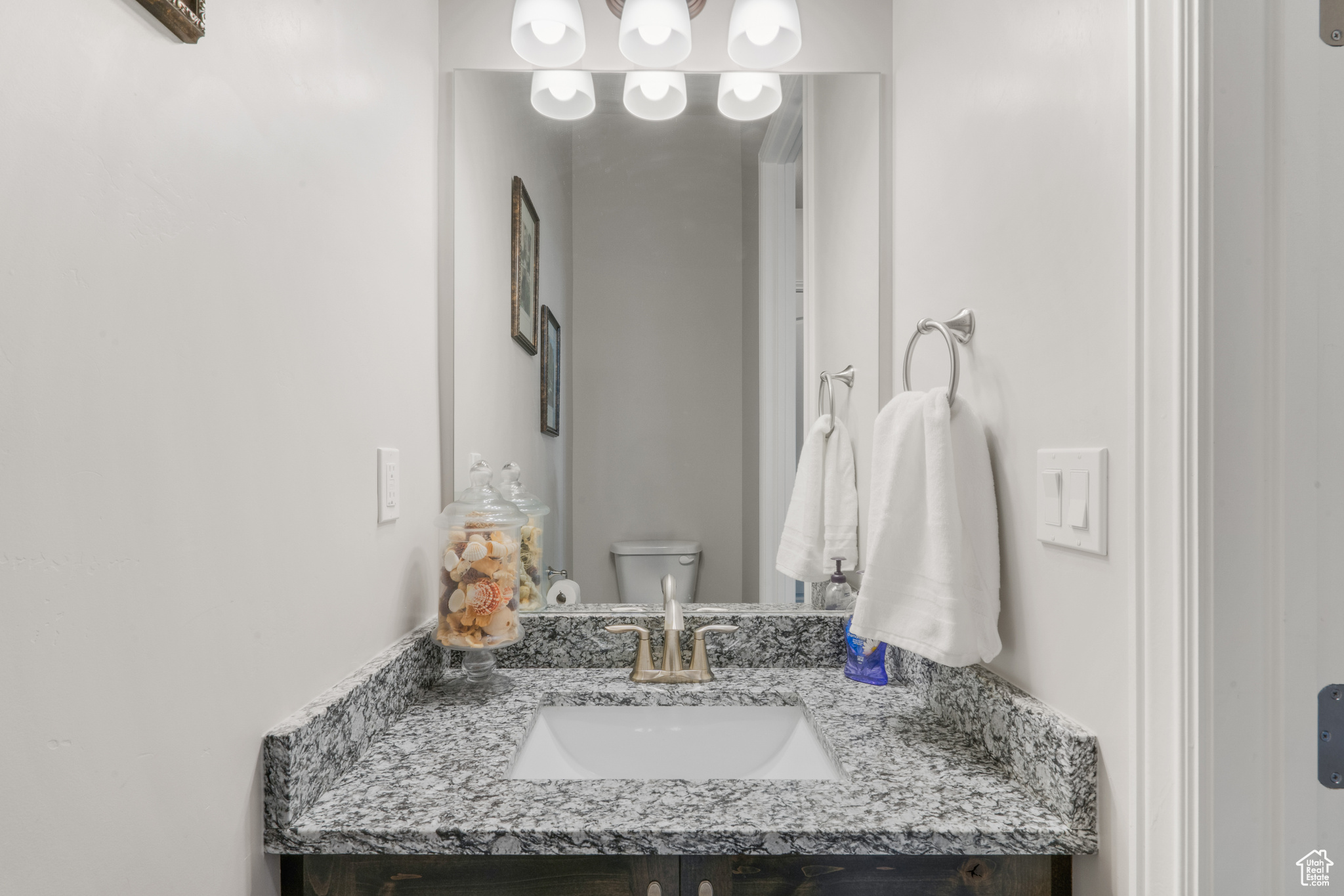 Bathroom with vanity and toilet