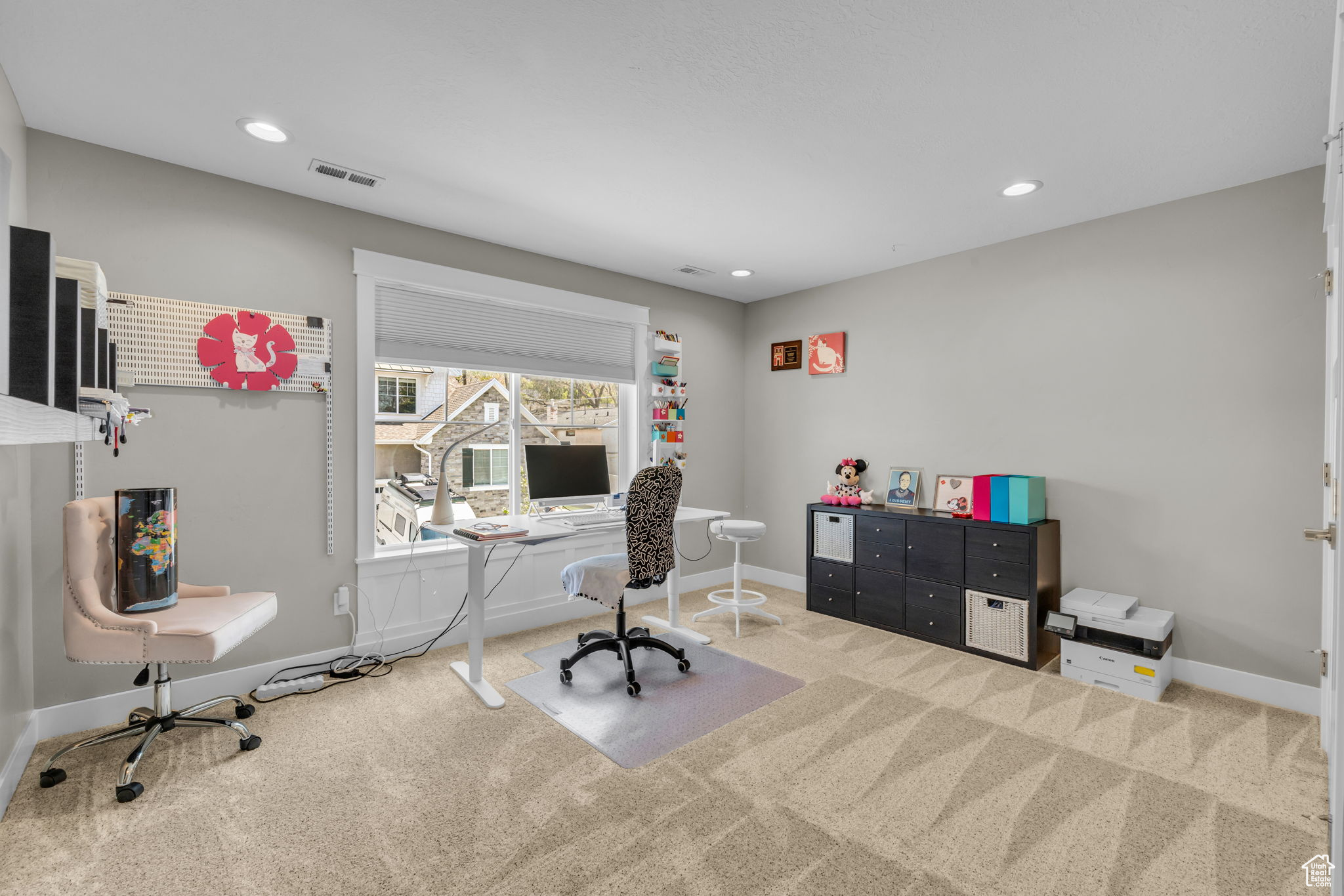 Office space with carpet
