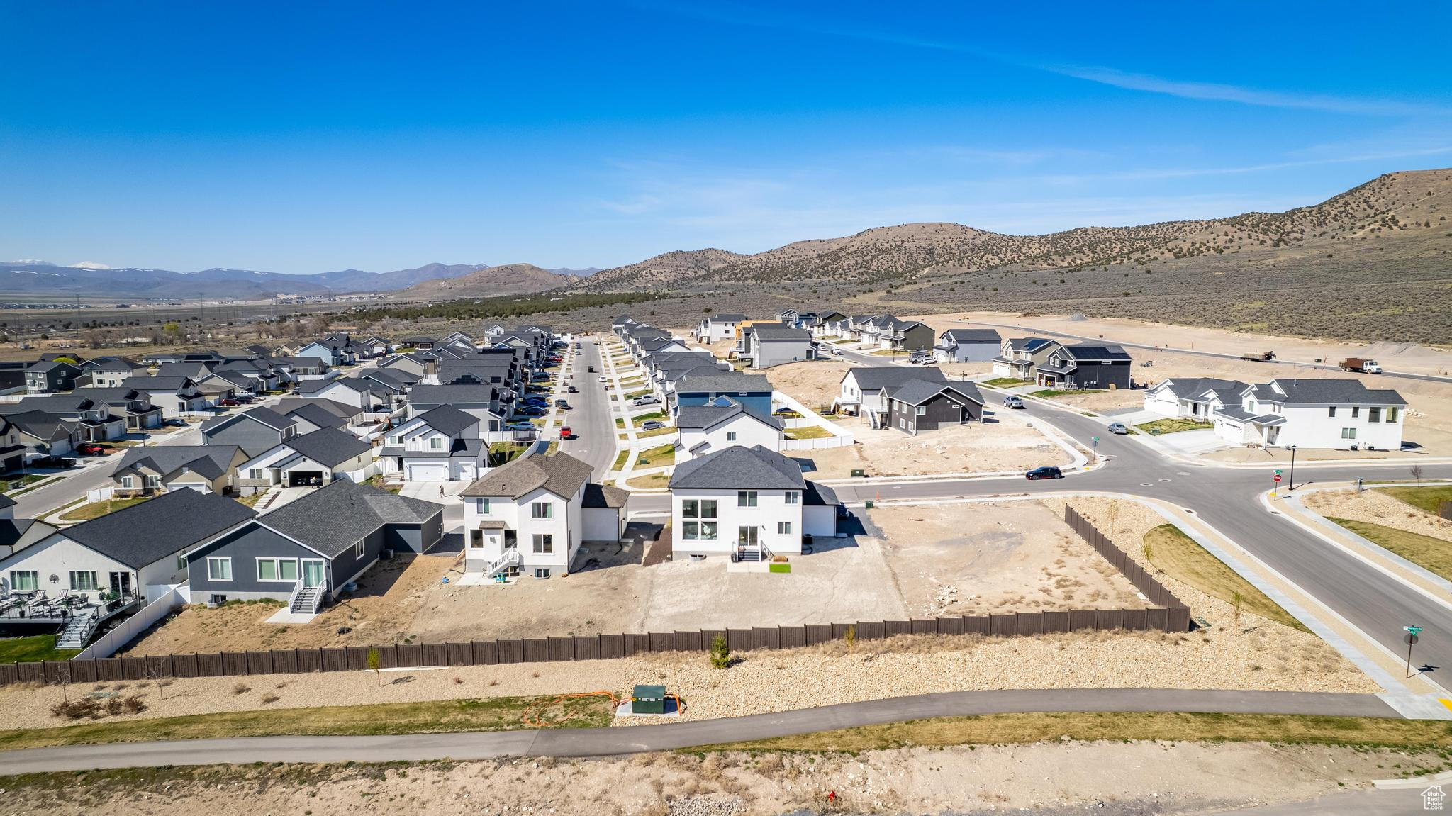 Drone / aerial view with a mountain view