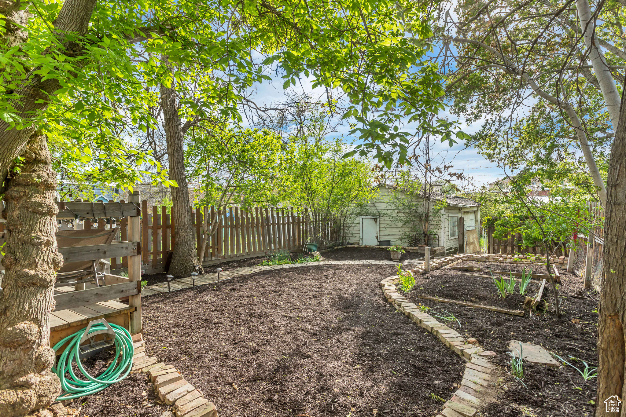 Private, shady backyard