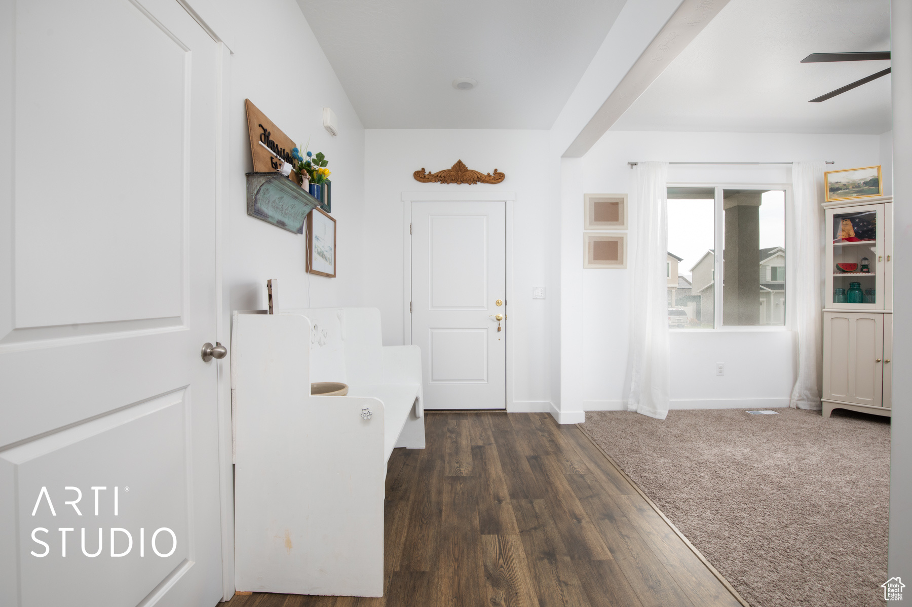 Corridor featuring dark hardwood / wood-style flooring