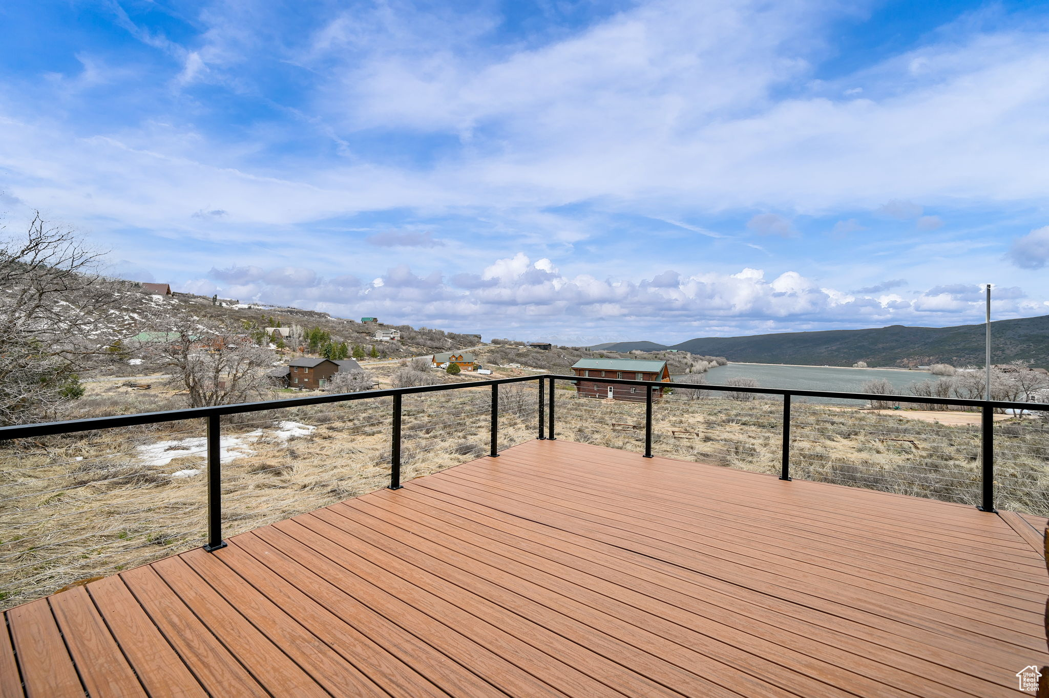 Wooden terrace with a mountain view