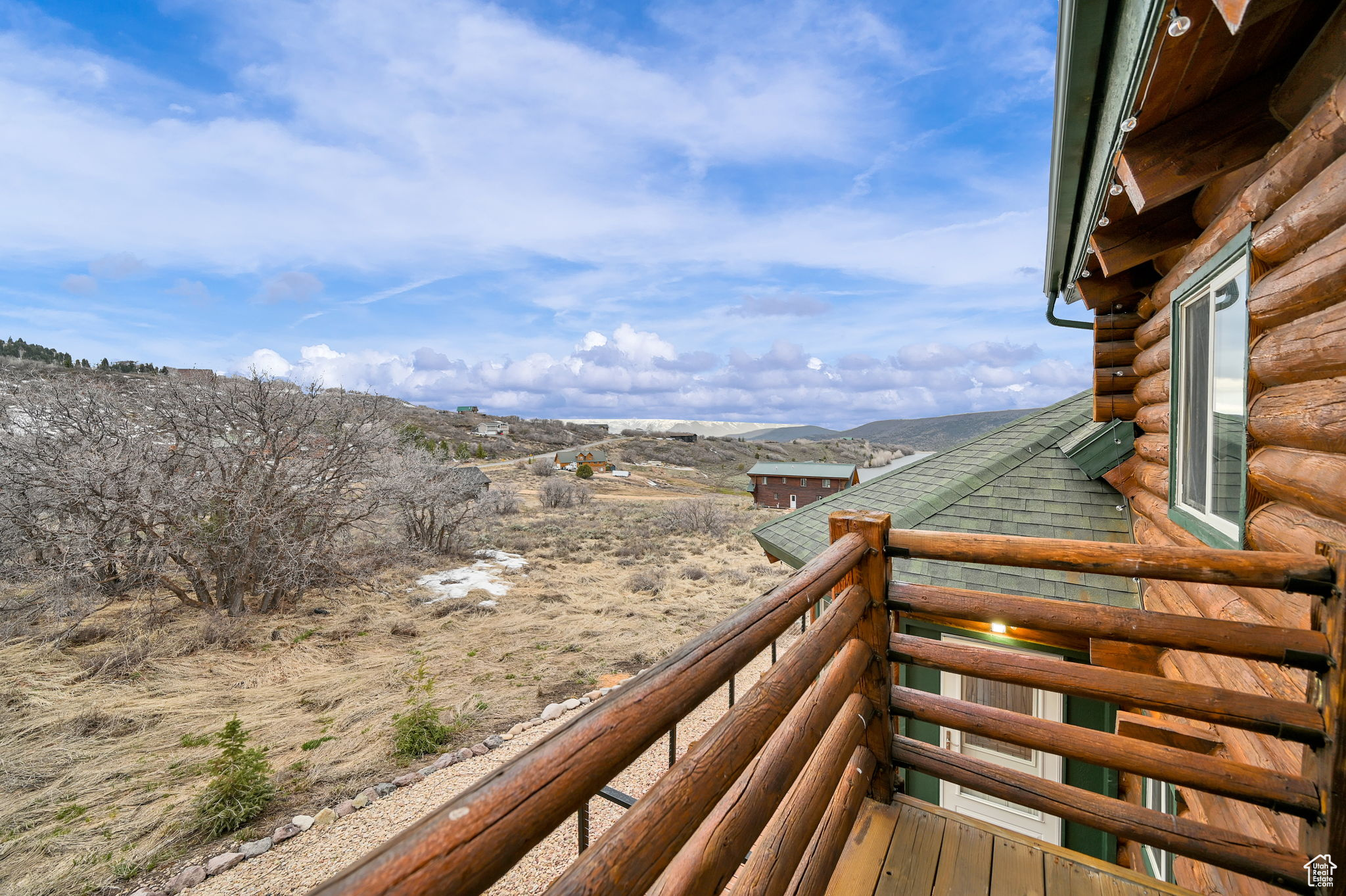 Balcony with a mountain view