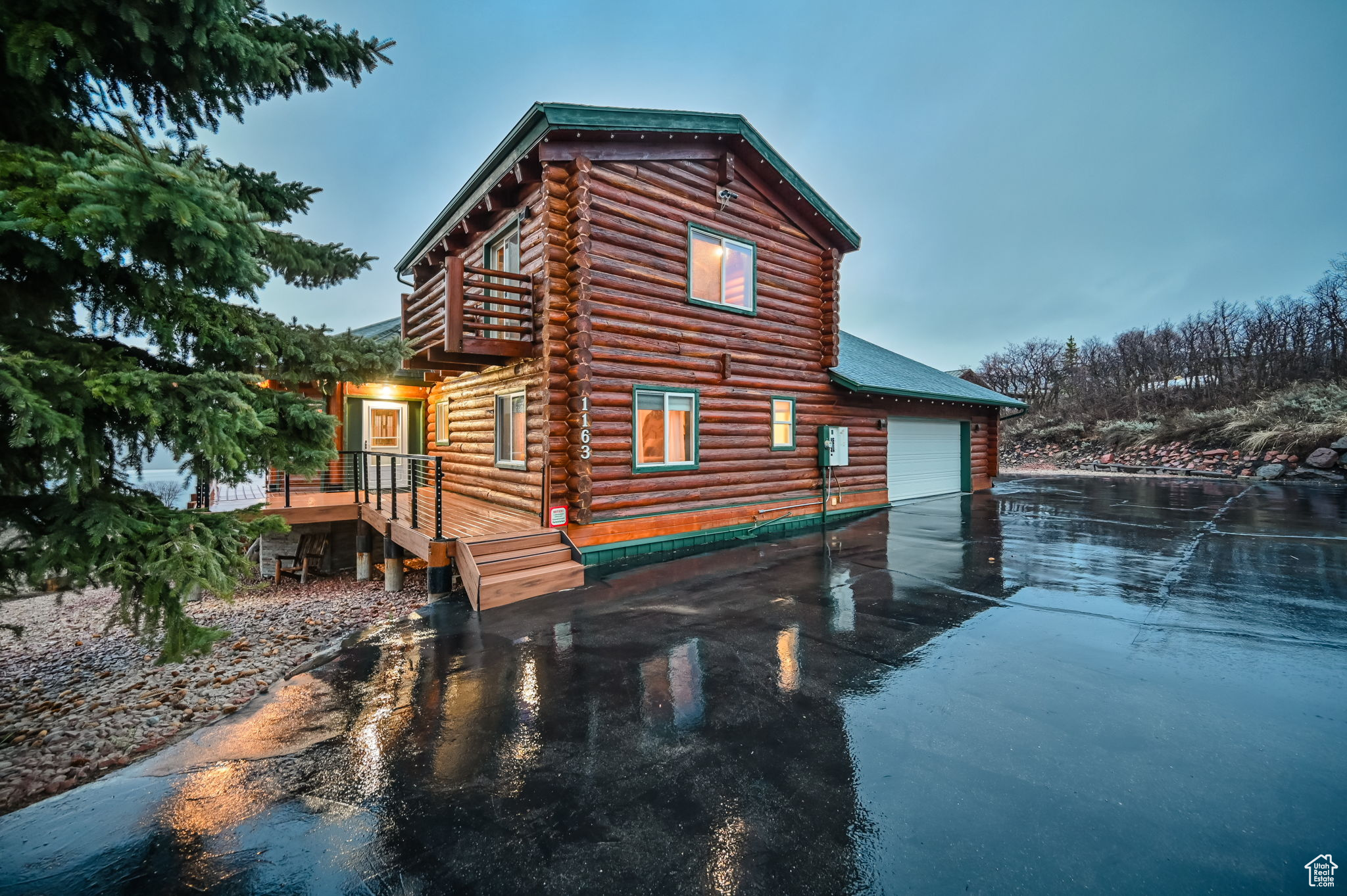 Exterior space with a garage