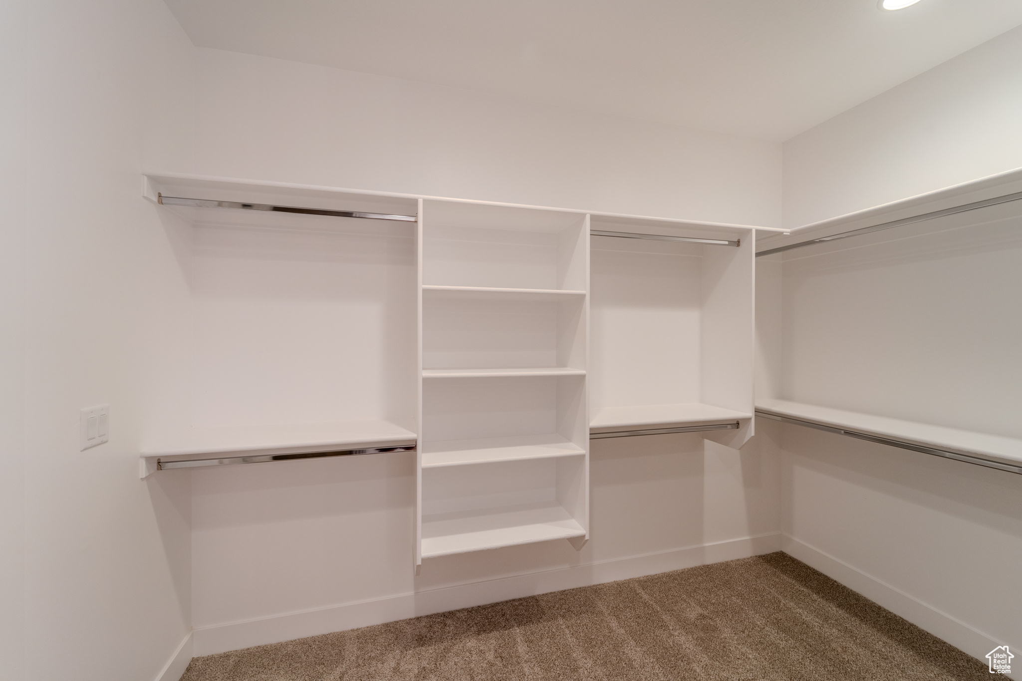 Spacious closet with carpet