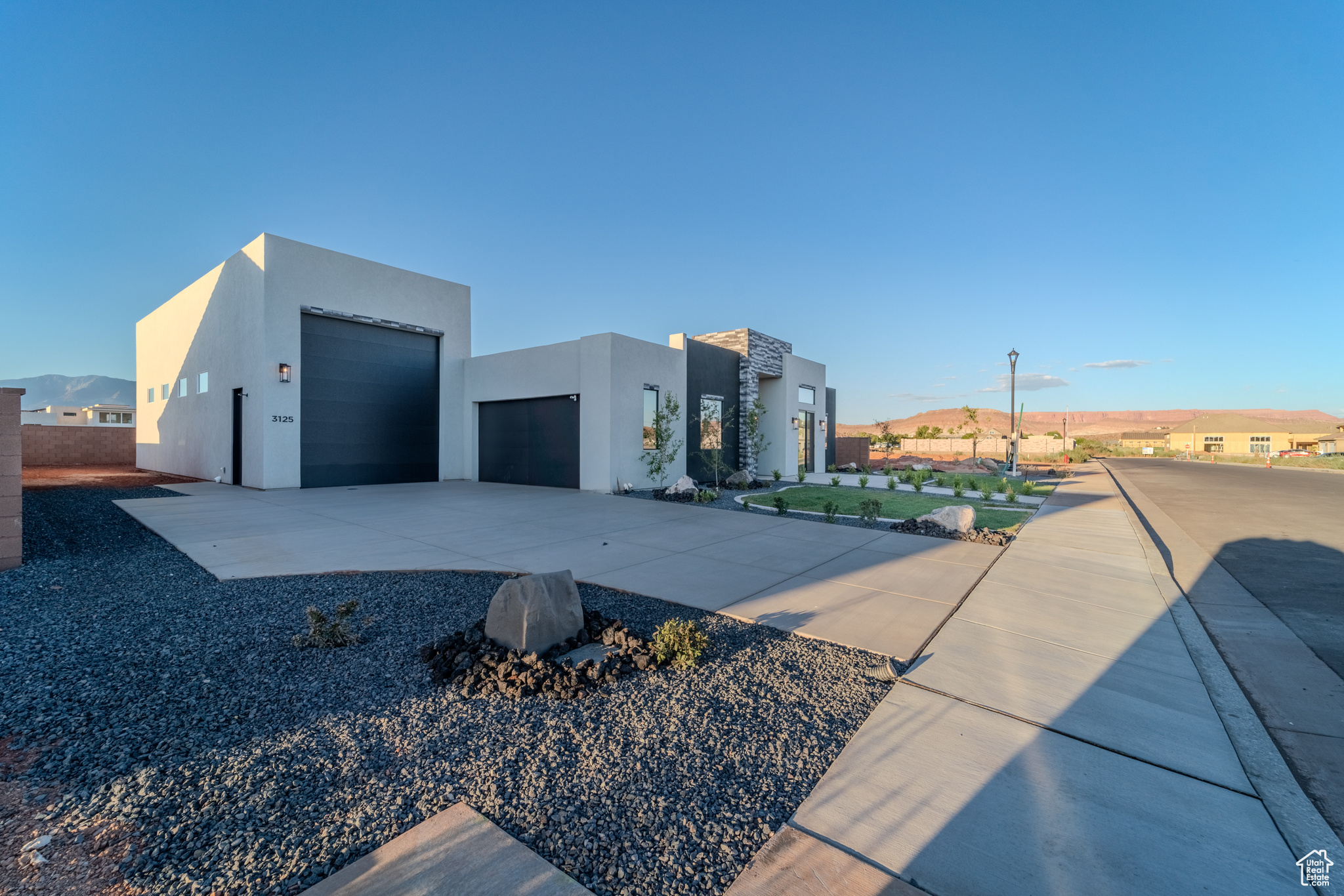 Exterior space with a garage