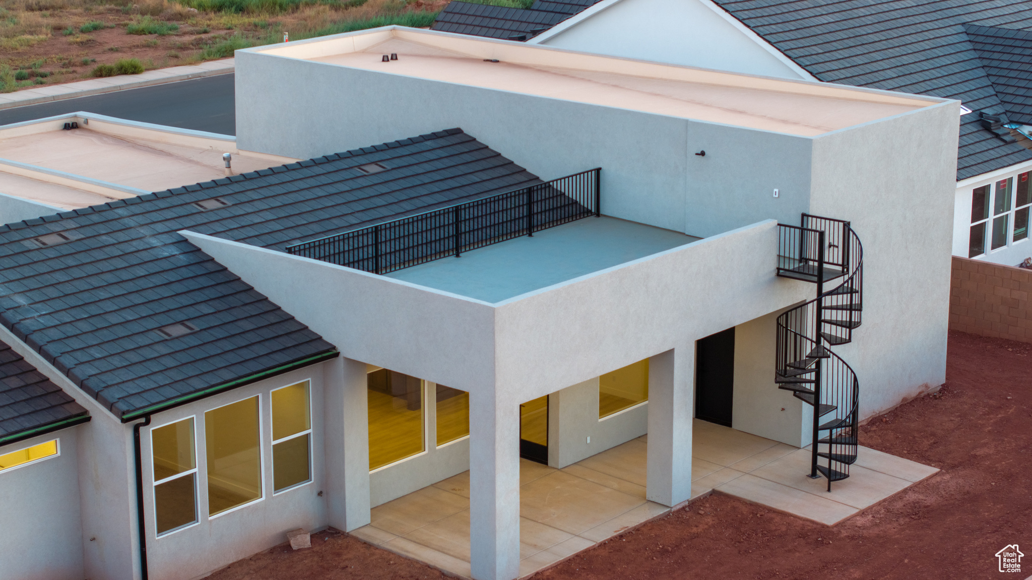 Exterior space featuring tile patterned floors