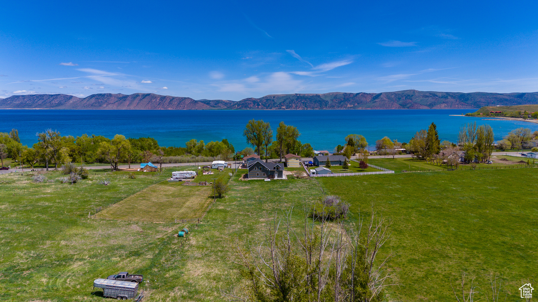 Water view with a mountain view