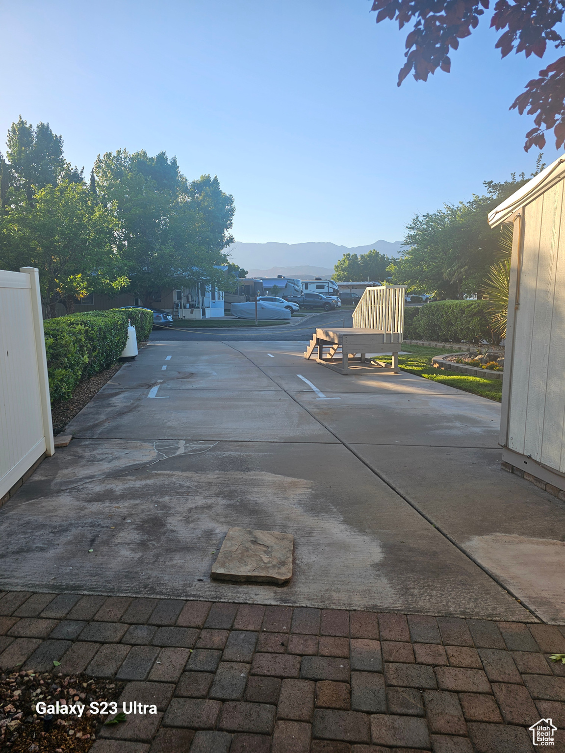 Exterior space featuring a mountain view