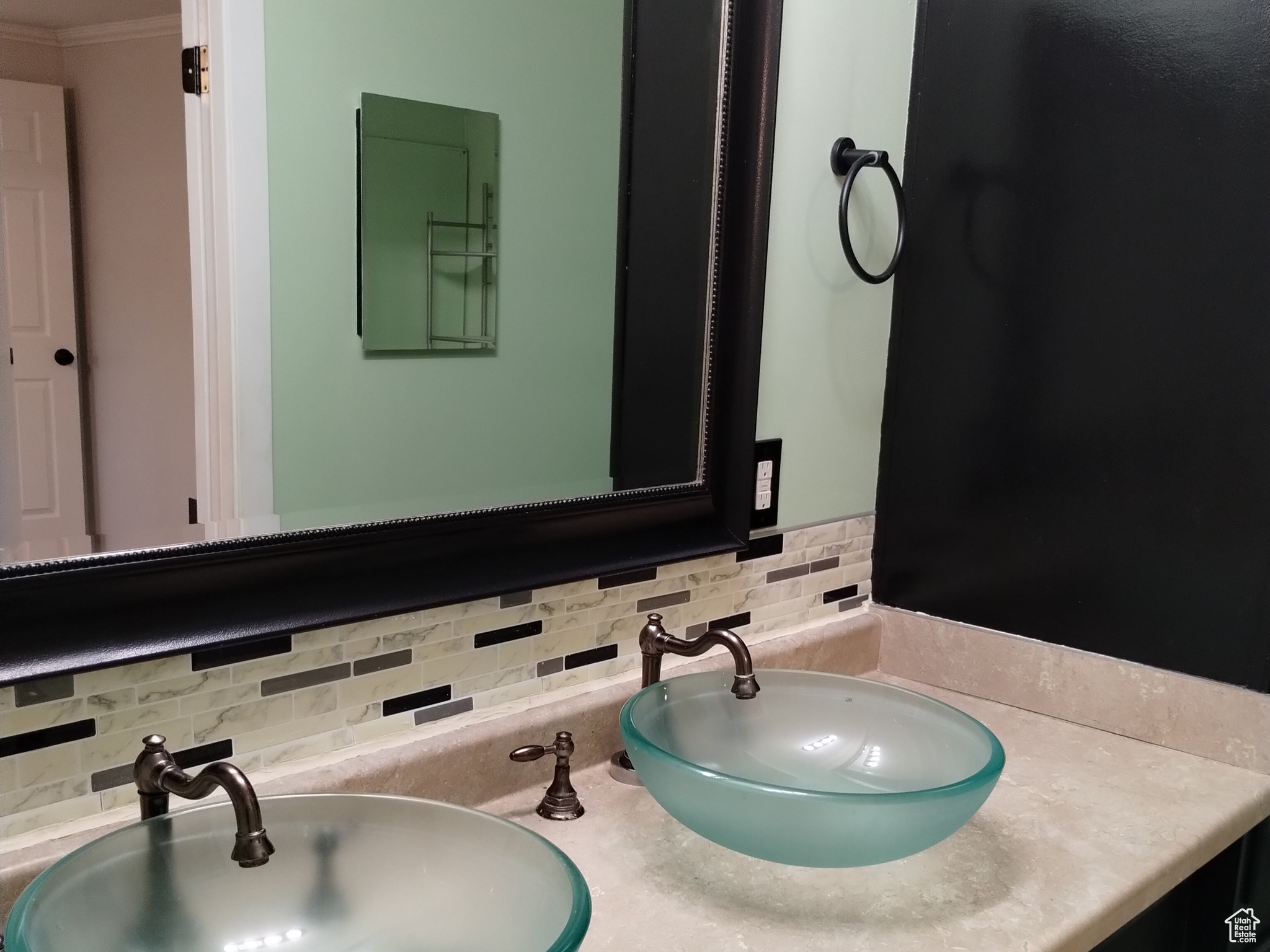 Primary bathroom with double vessel sinks