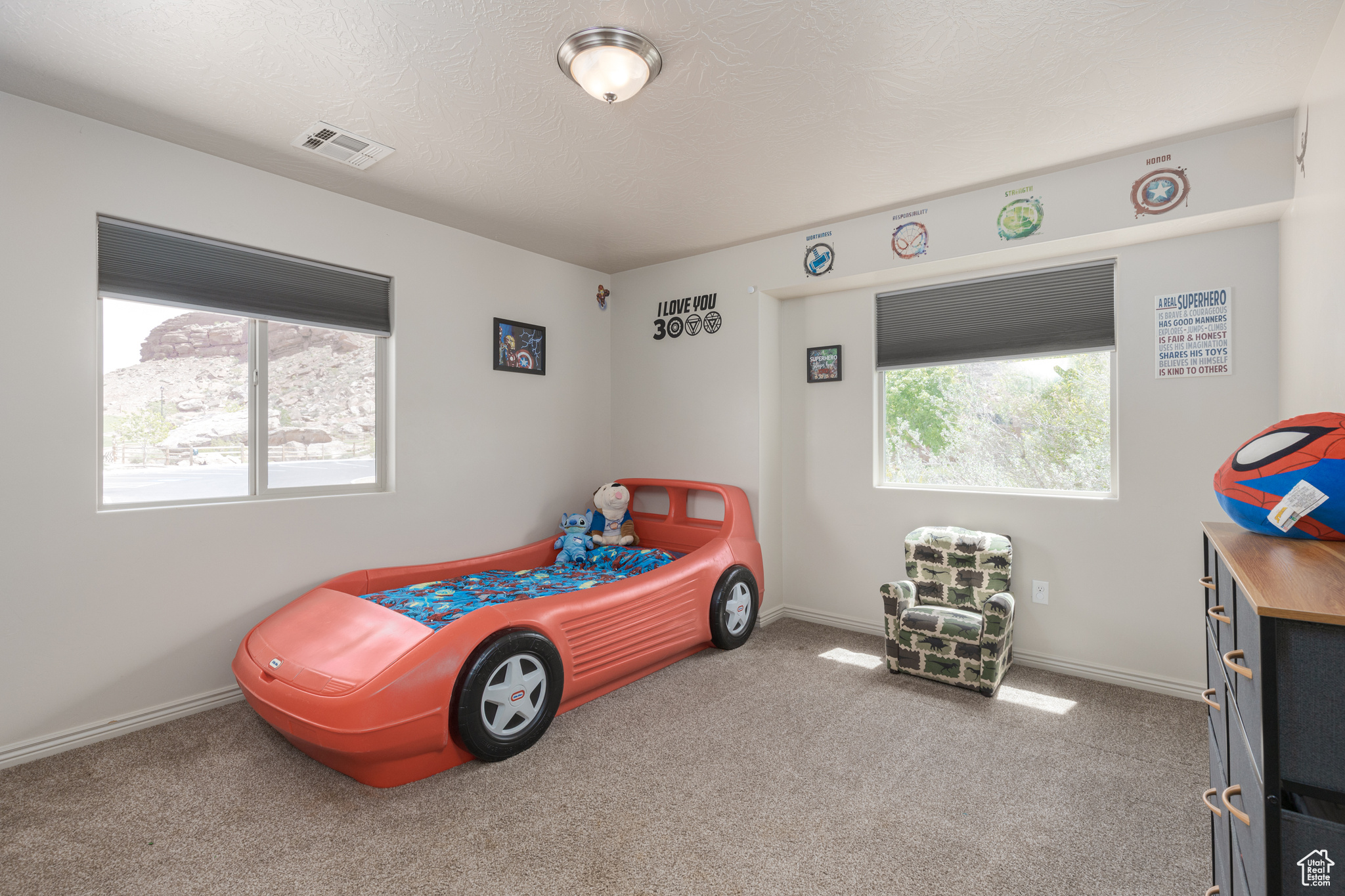 Bedroom with carpet floors